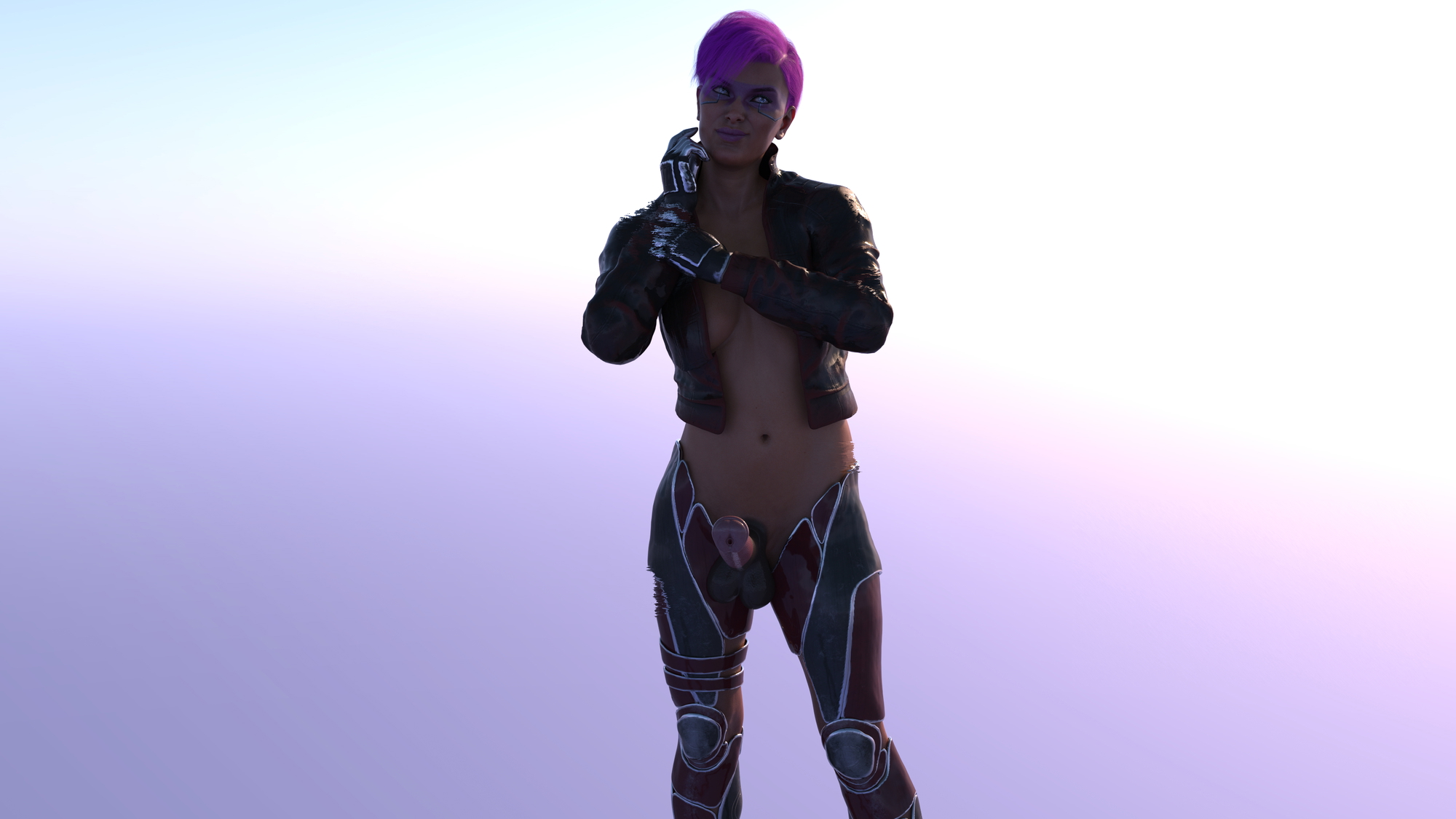 Cyberpunk Simple Render  Cyberpunk Sfw 3d Girl Futanari Futa Nsfw 3dnsfw Horsecock Solo 4