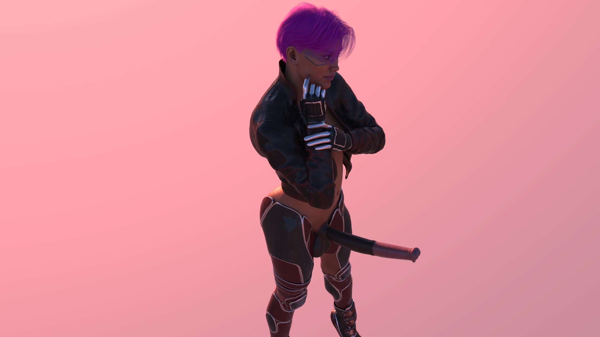 Cyberpunk Simple Render  Cyberpunk Sfw 3d Girl Futanari Futa Nsfw 3dnsfw Horsecock Solo 5