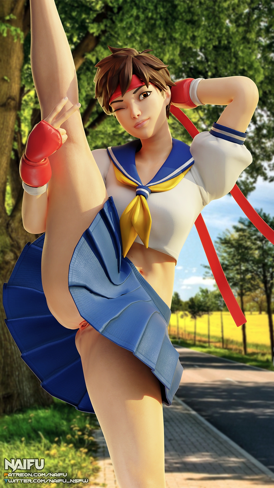 Sakura stretching Sakura Sakura_kasugano Street Fighter Street Fighter V