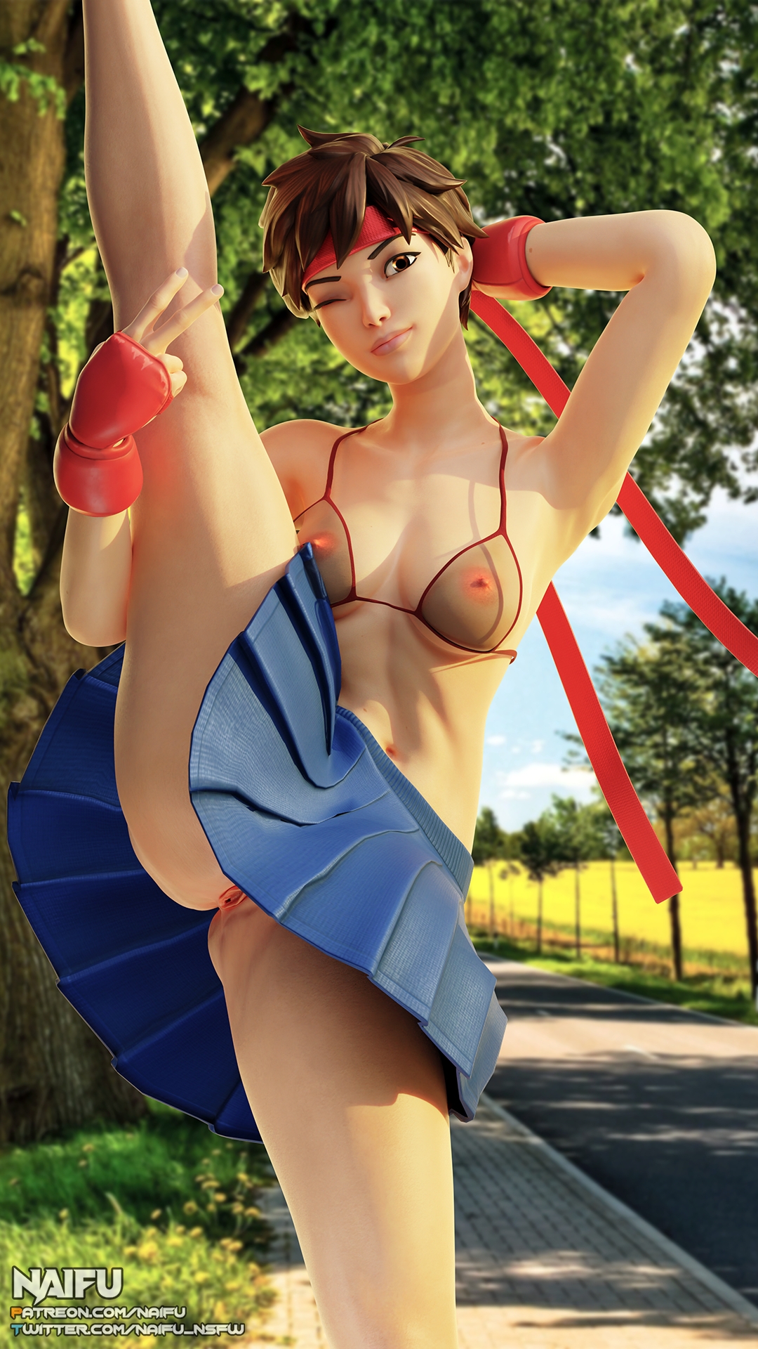 Sakura stretching Sakura Sakura_kasugano Street Fighter Street Fighter V 2