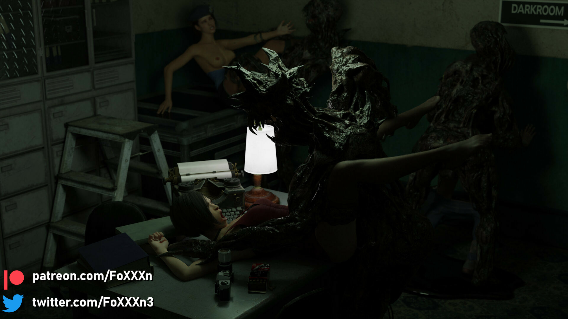 Safe Room Jill Valentine Ada Wong Claire Redfield Resident Evil Resident Evil 3 Remake Resident Evil 2 Remake Moulded Partially_clothed Clothing Clothed Damaged Clothing Forced Captured Monster Monster Cock Stockings Fishnet Stockings High Heels Rape