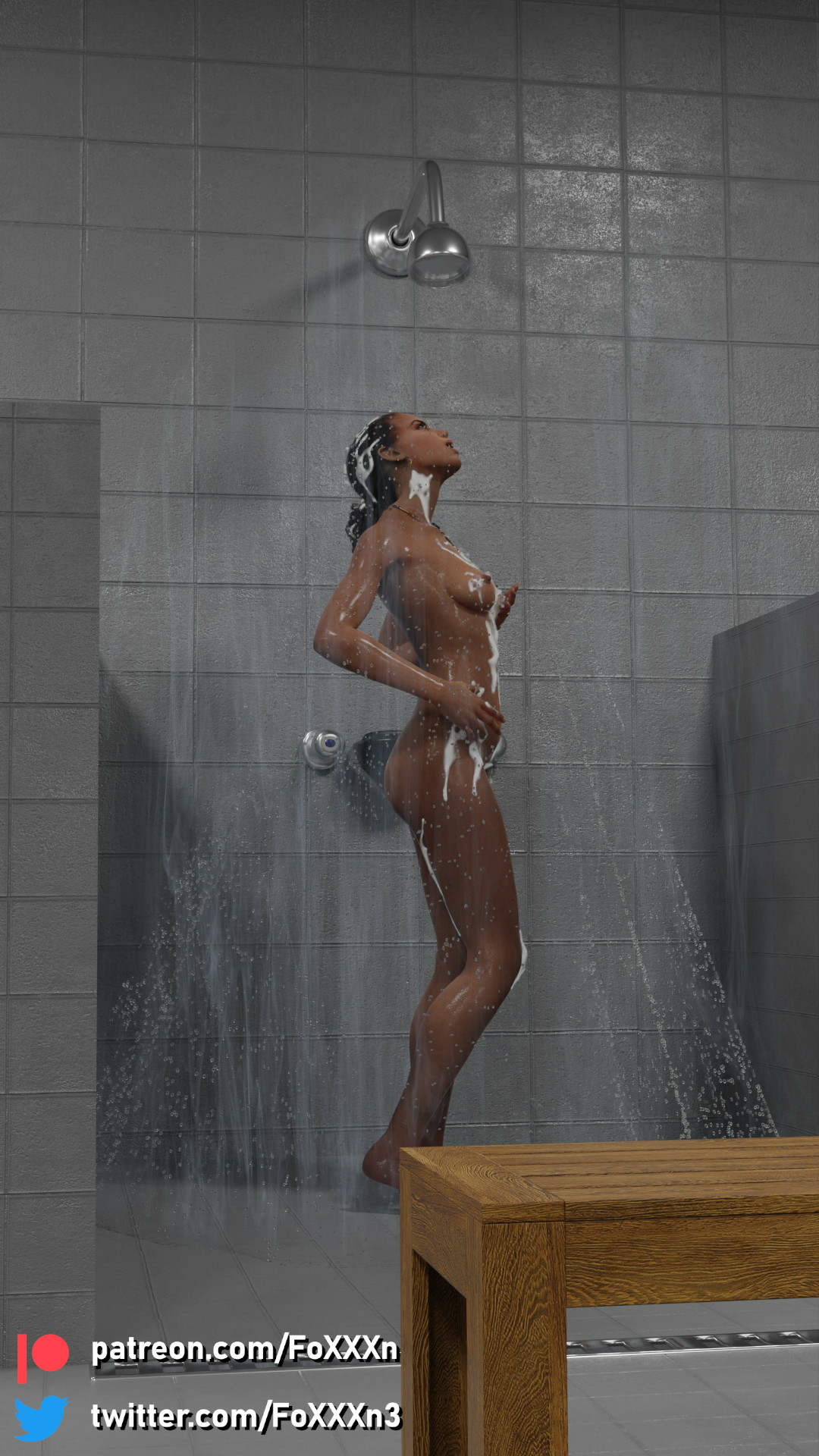Sheva Shower Sheva Alomar Resident Evil Shower Soapy Wet Fully Naked Pubic Hair Hairy Pussy Black Ebony Feet Barefoot 2