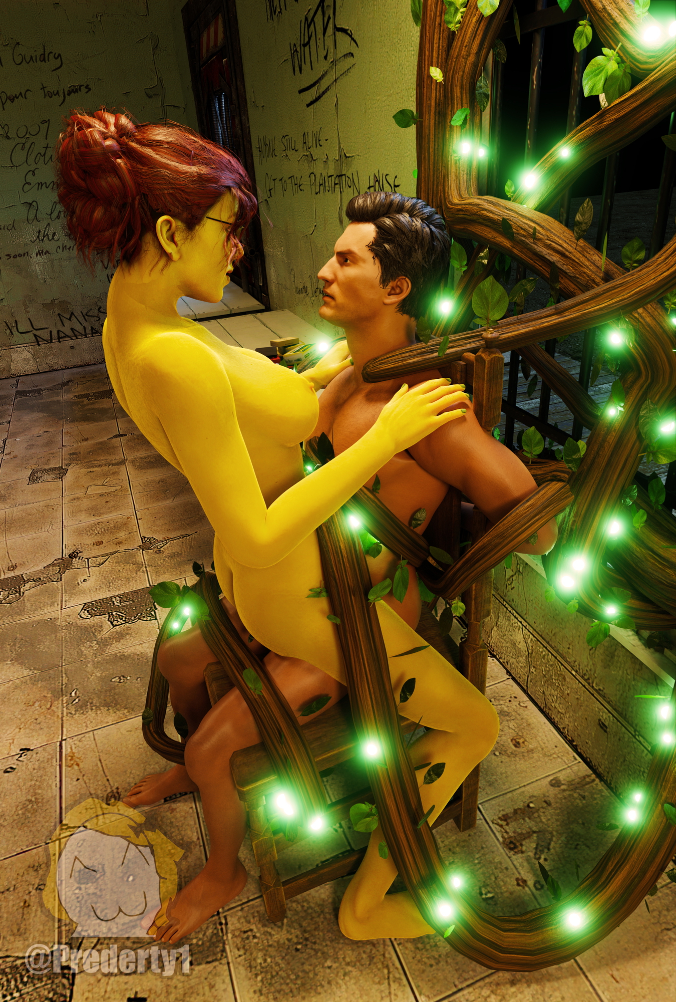 Ivy Poison Ivy Bruce Wayne Batman Dc Comics Public Tentacles Bondage Rope Bondage Green Skin Female Reverse Rape Red Hair Nudity Exhibitionism 4