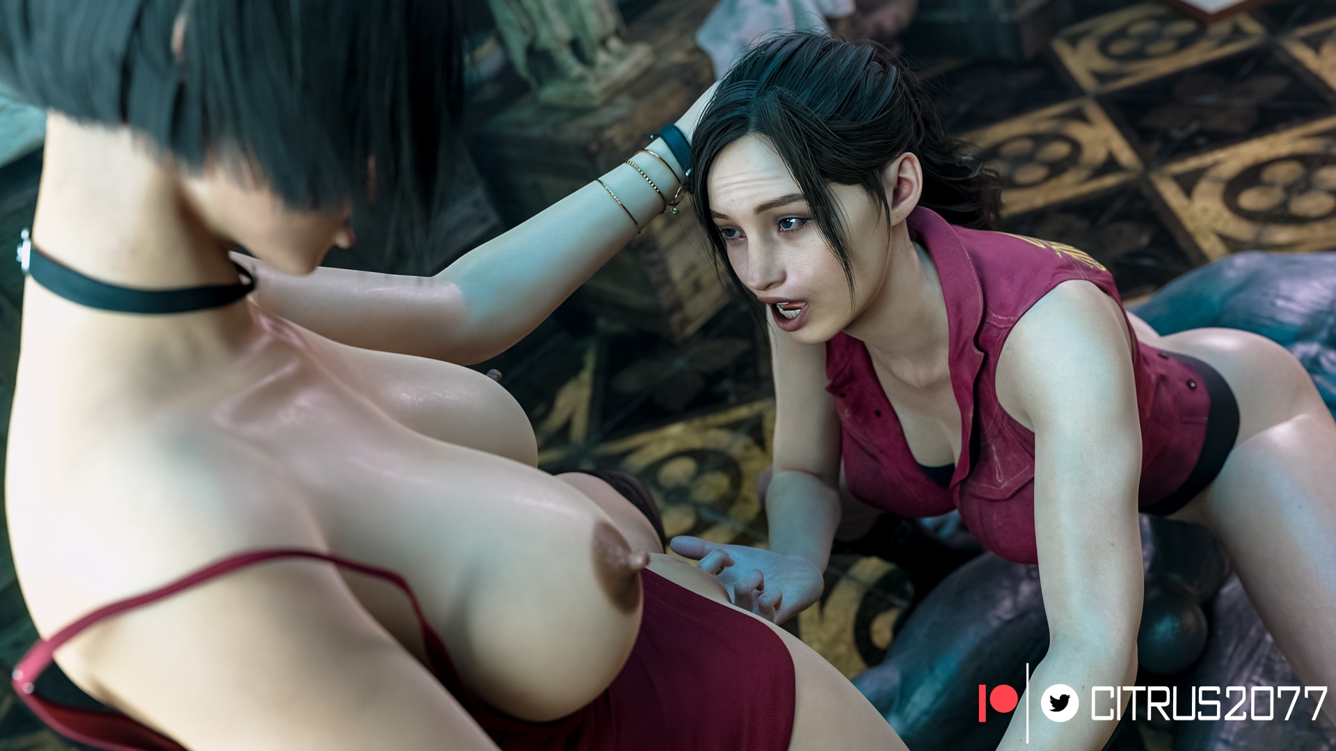 Ada-Claire x Mr X Capcom Resident Evil Resident Evil 2 Remake Claire Redfield Ada Wong Voluptuous Big Tits Wide Hips Thick Thighs Big Breasts Pale Skinned Female Big Ass Pose Naked Sexy Pinup Vaginal Sex Vaginal Sex Big Cock Big Booty Big Dick Cum Cumshot Cum In Pussy Scissoring Grinding 3