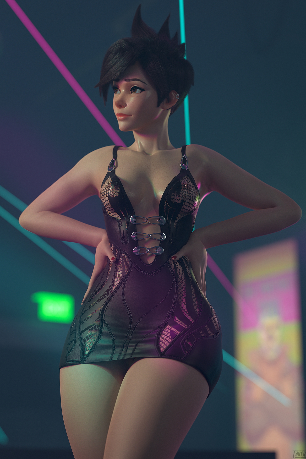 Tracer hot outfit Tracer Overwatch Sexy Outfit Half Naked Natural Tits