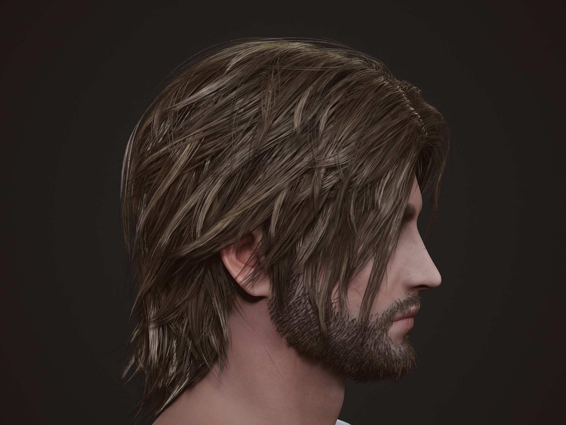 I made his beard with Ornatrix plugin  going to try the same with his hair too but end up just manual hand placing these hair cards all over again 😅