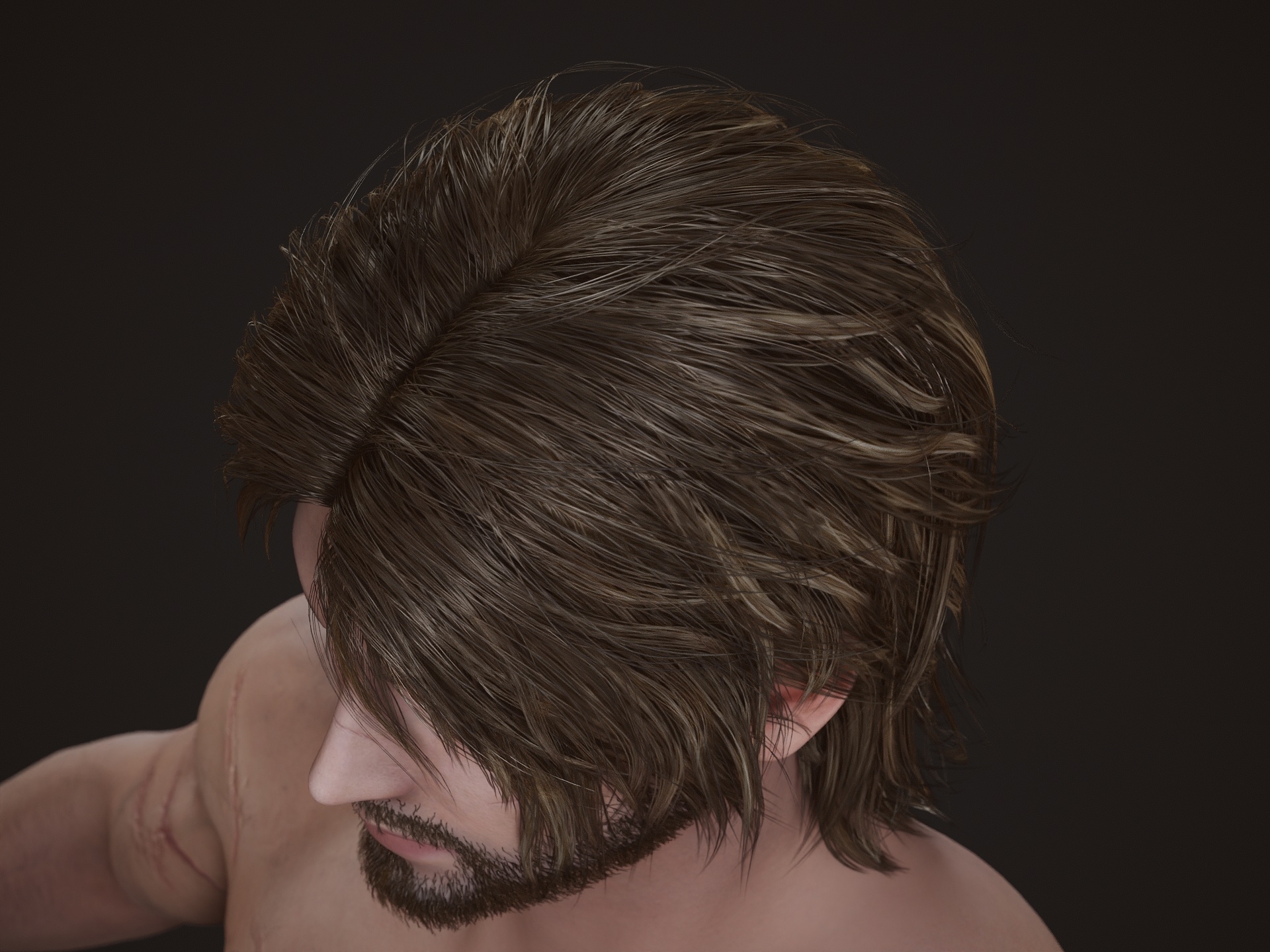 More texture progress and hair work on this Greek guy  Male Warrior Scars Man 5
