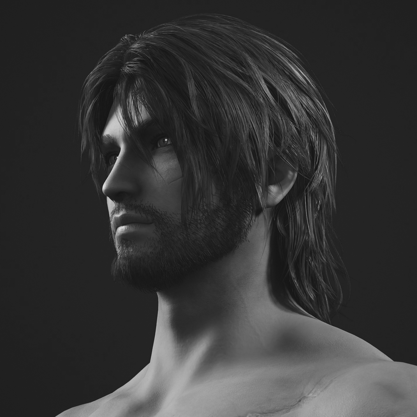 More texture progress and hair work on this Greek guy  Male Warrior Scars Man 7