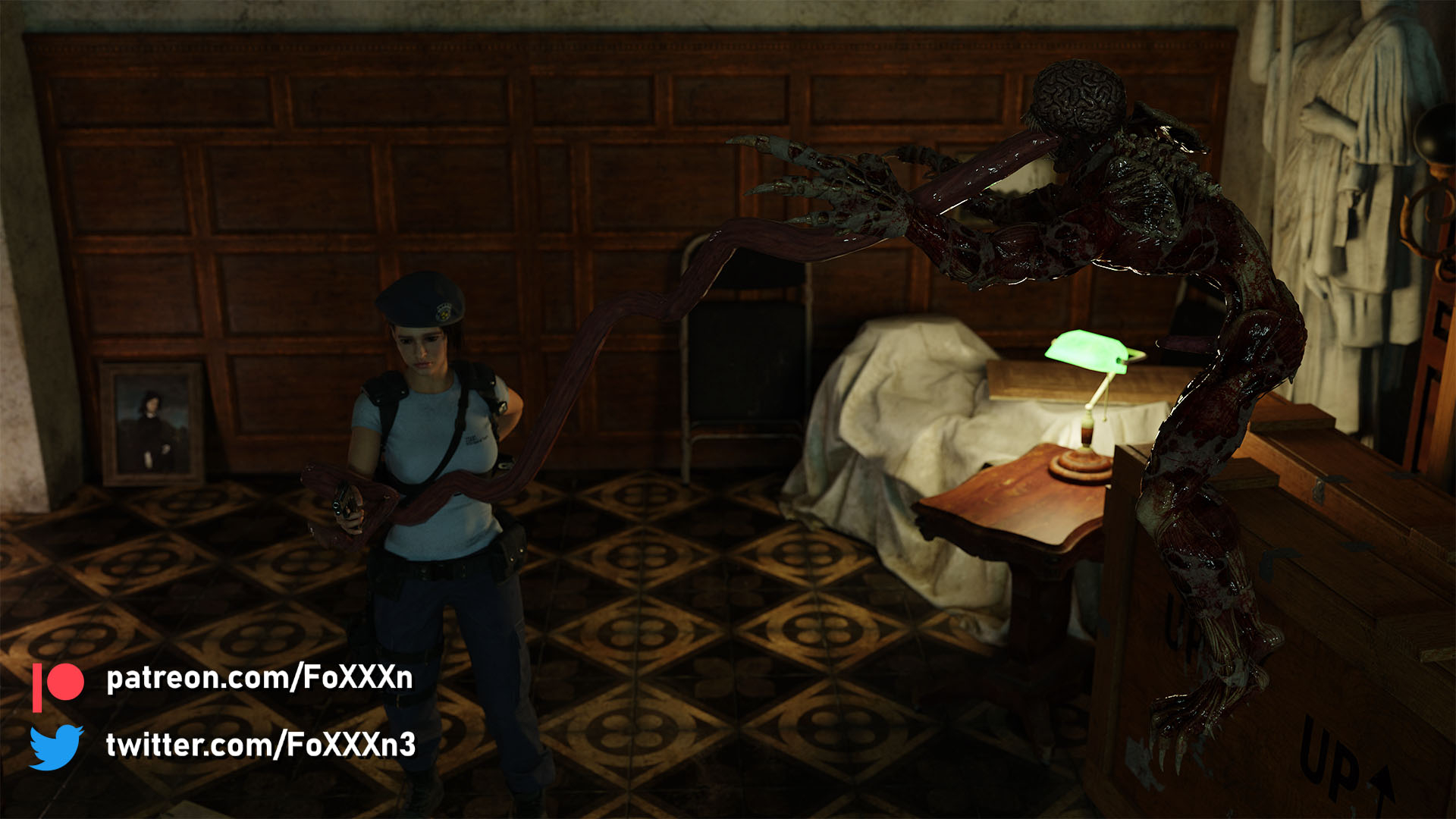 Licker Ambush Jill Valentine Claire Redfield Resident Evil Resident Evil 3 Remake Resident Evil 2 Remake Licker Naked Clothed Monster Caught Rape Tentacles Tentacle Tongue Tongue Out 3