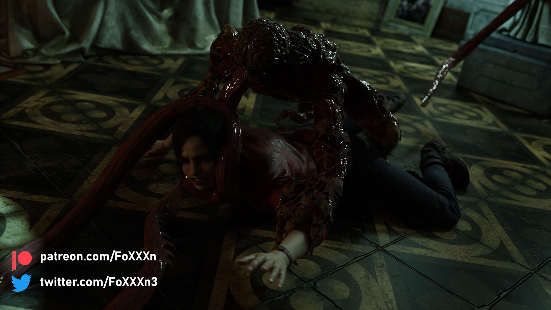 Licker Ambush Jill Valentine Claire Redfield Resident Evil Resident Evil 3 Remake Resident Evil 2 Remake Licker Naked Clothed Monster Caught Rape Tentacles Tentacle Tongue Tongue Out 4
