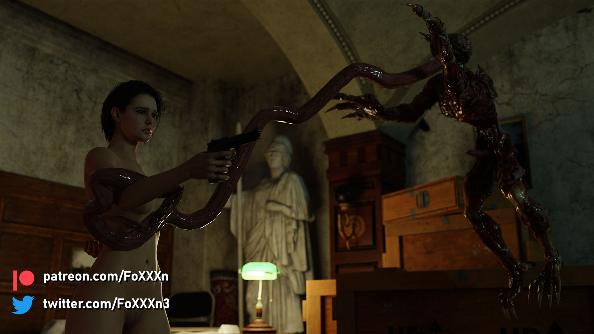 Licker Ambush Jill Valentine Claire Redfield Resident Evil Resident Evil 3 Remake Resident Evil 2 Remake Licker Naked Clothed Monster Caught Rape Tentacles Tentacle Tongue Tongue Out 8
