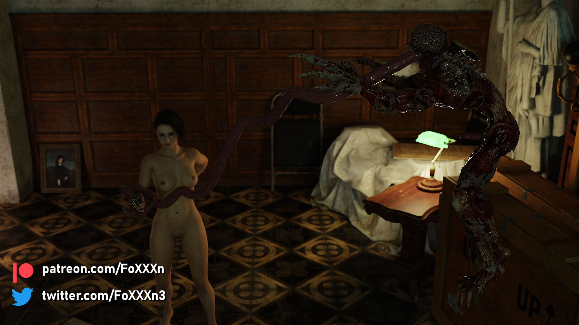 Licker Ambush Jill Valentine Claire Redfield Resident Evil Resident Evil 3 Remake Resident Evil 2 Remake Licker Naked Clothed Monster Caught Rape Tentacles Tentacle Tongue Tongue Out 9