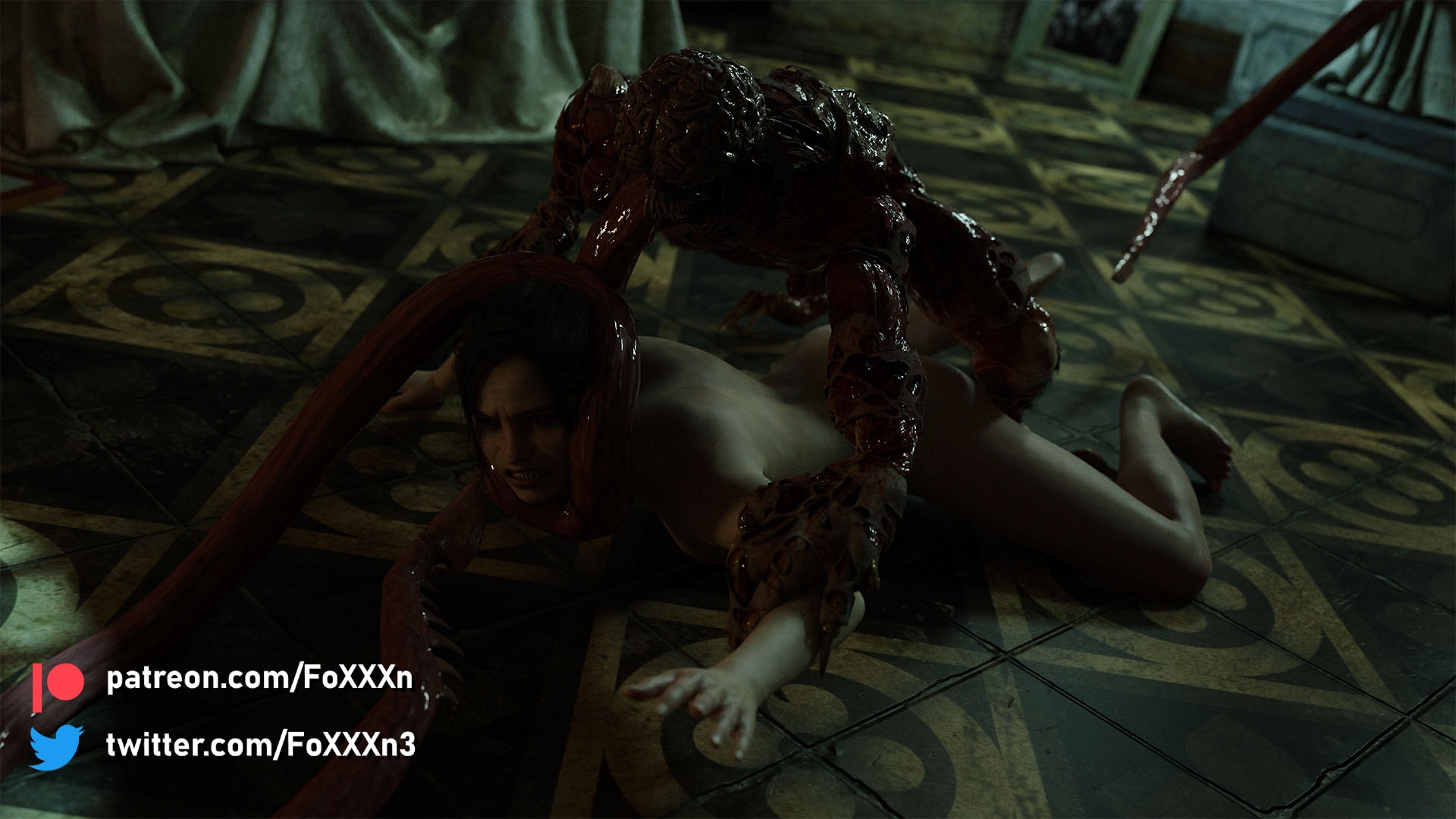 Licker Ambush Jill Valentine Claire Redfield Resident Evil Resident Evil 3 Remake Resident Evil 2 Remake Licker Naked Clothed Monster Caught Rape Tentacles Tentacle Tongue Tongue Out 10