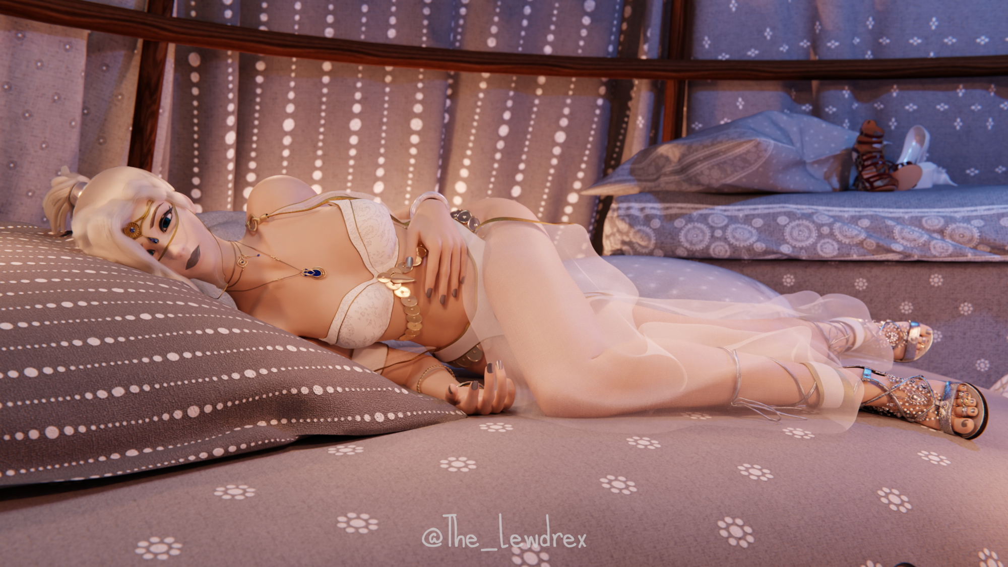 Mercy The Harem Girl Mercy Overwatch 1girl Feet Naked Tits Boobies
