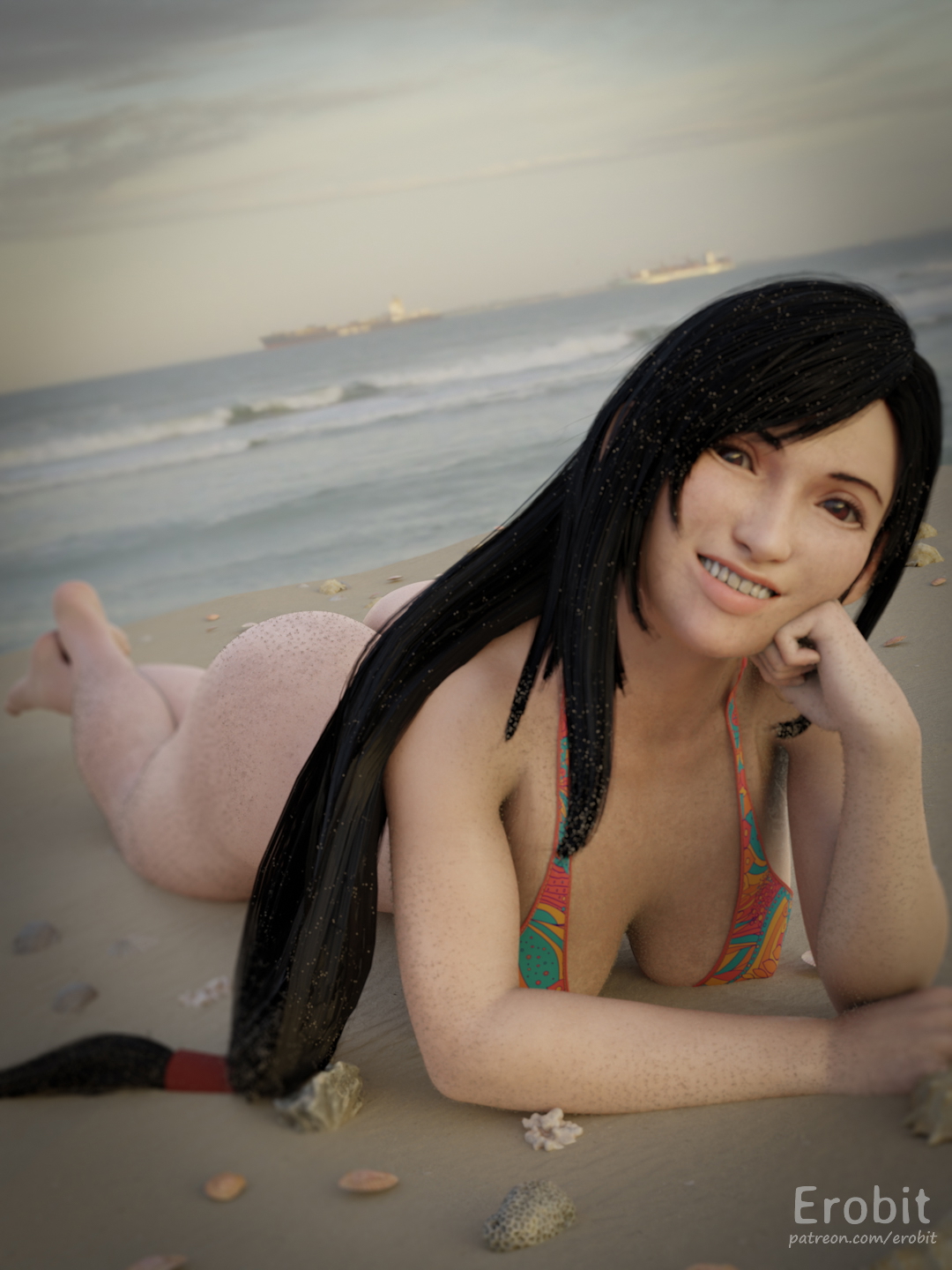 Tifa at the beach Tifa Lockhart Tifa Final Fantasy Final Fantasy 7 Remake Final Fantasy 7 Final Fantasy VII Beach Sexy Bikini Ass Half Naked