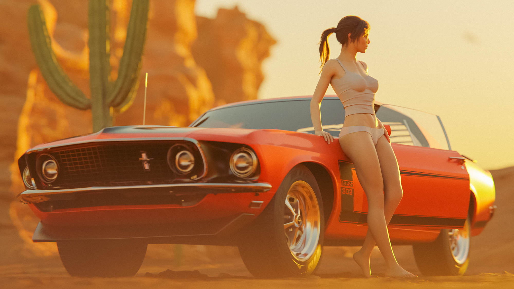 Lara Croft Desert Ride Lara Croft Tomb Raider Pussy Boobs Big Tits Outdoor Nude Car Natural Tits Fit Nsfw Blender3d 2