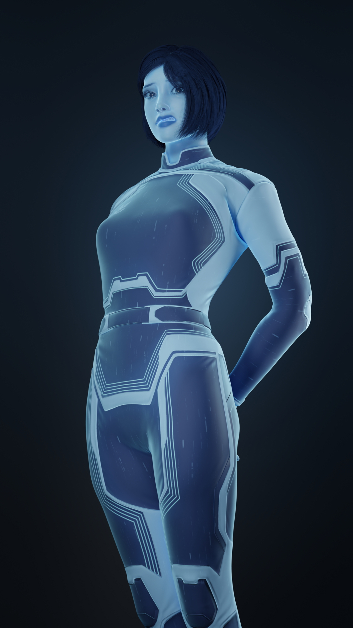 The Weapon Halo Halo Infinite The Weapon Clothing Clothed Partially_clothed Nude Nudes Blue Hair Blue Eyes Blue Skin Boobs Nsfw Videogame 3d Girl Naked Rule34