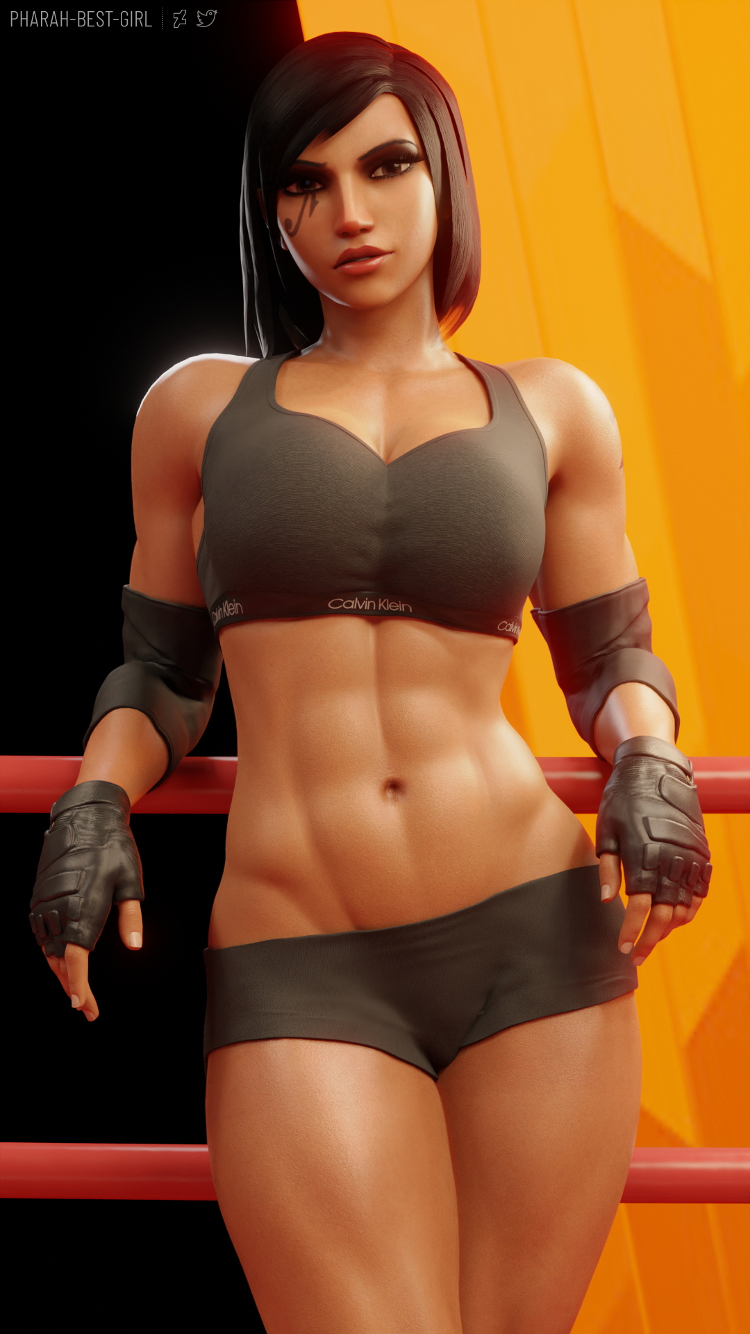 Pinup 134 Pharah (overwatch) Overwatch Pharah Muscular Girl Muscles Musclegirl Brownskin