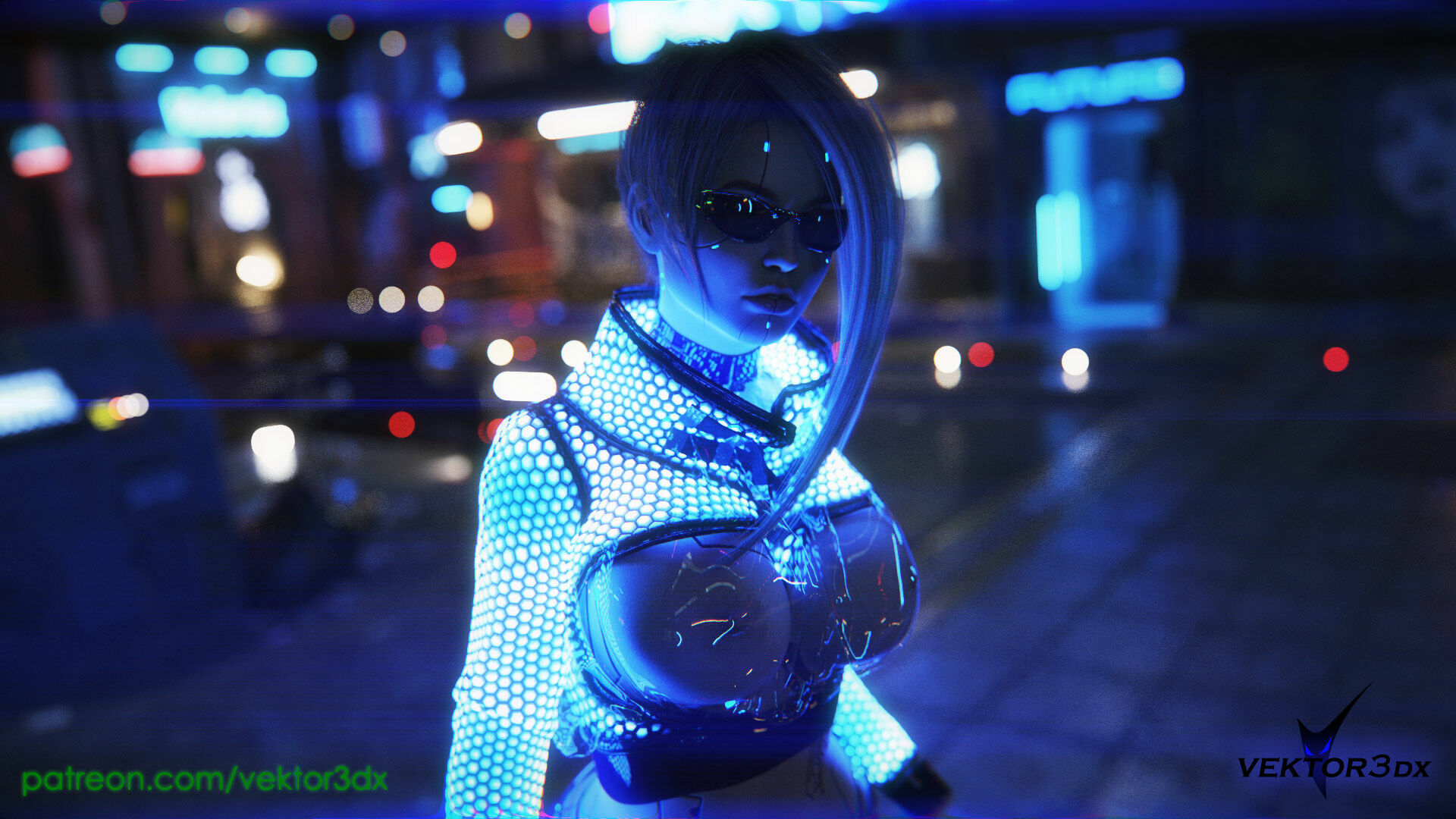 AI character  Android Public In Public Thigh Highs Cyberpunk