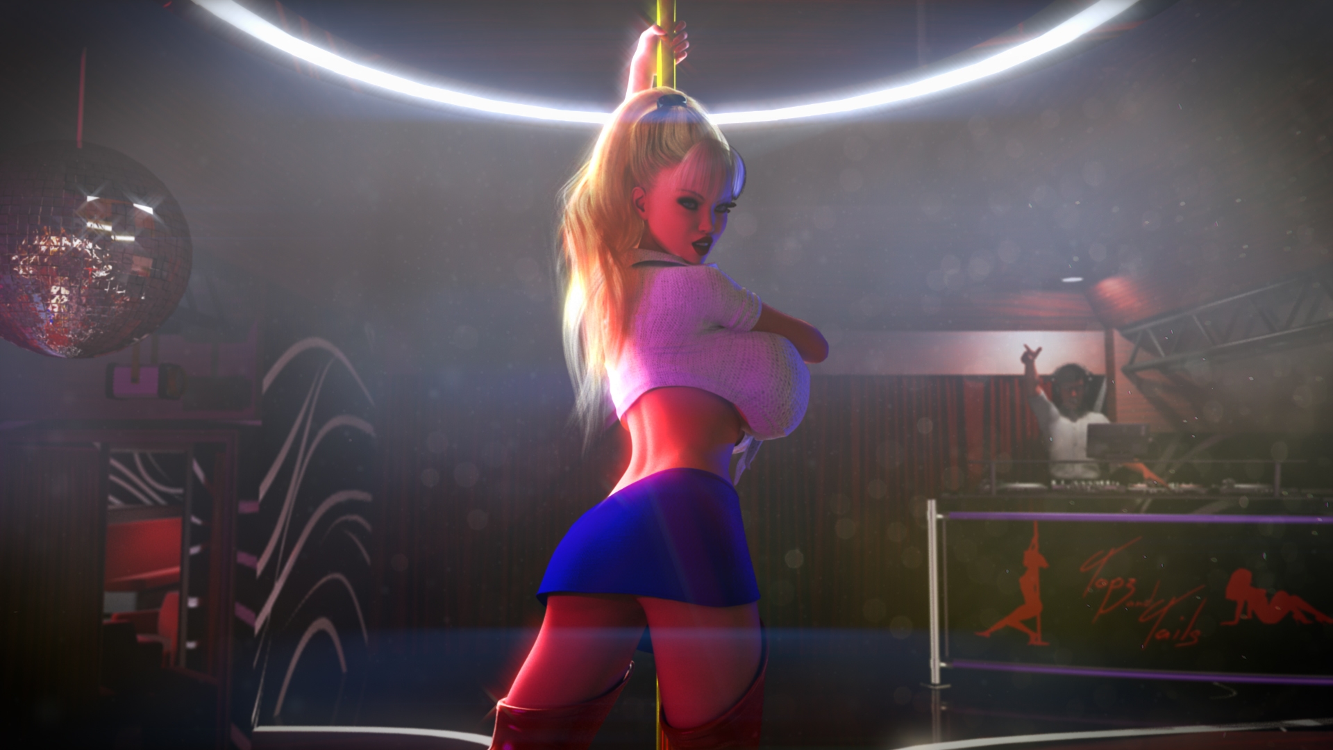 StripperBella  Stripper Blonde Big Tits Thigh Highs Eye Contact Comic Comics