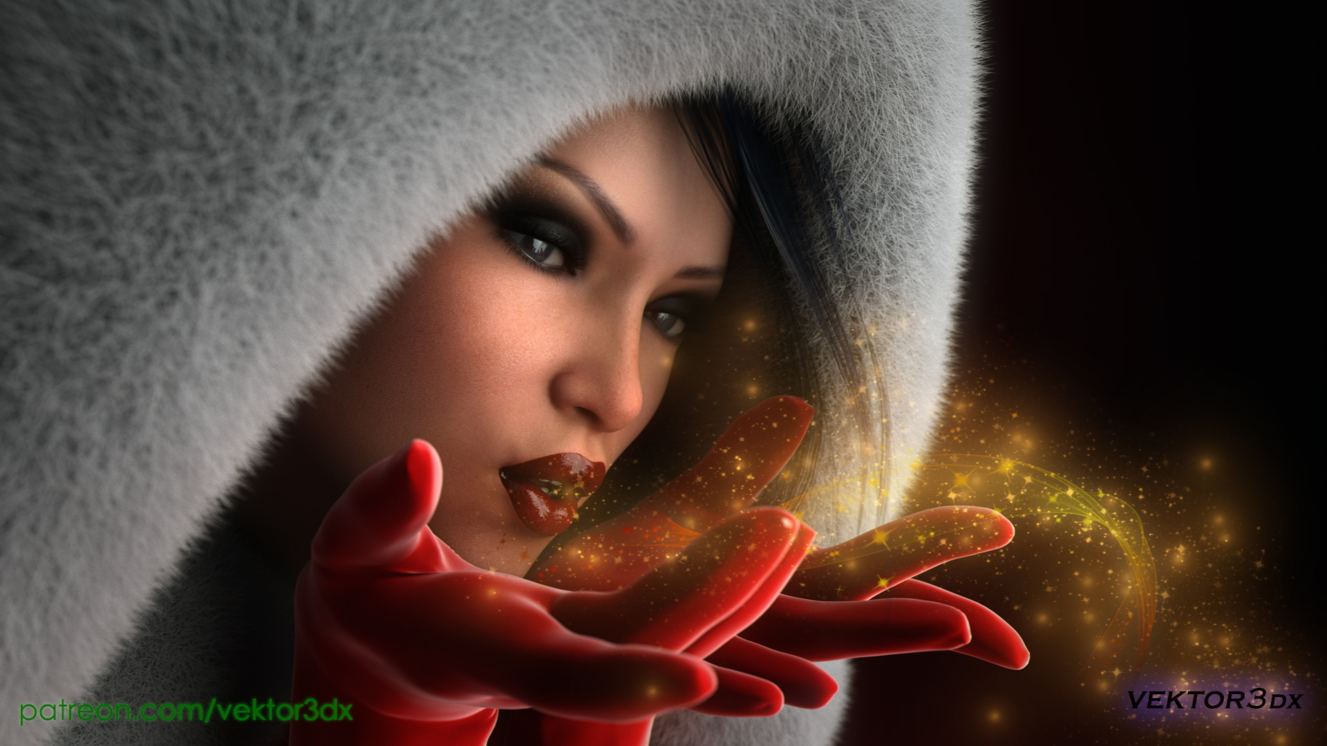 Winter  Magic Eye Contact Gloves Lipstick