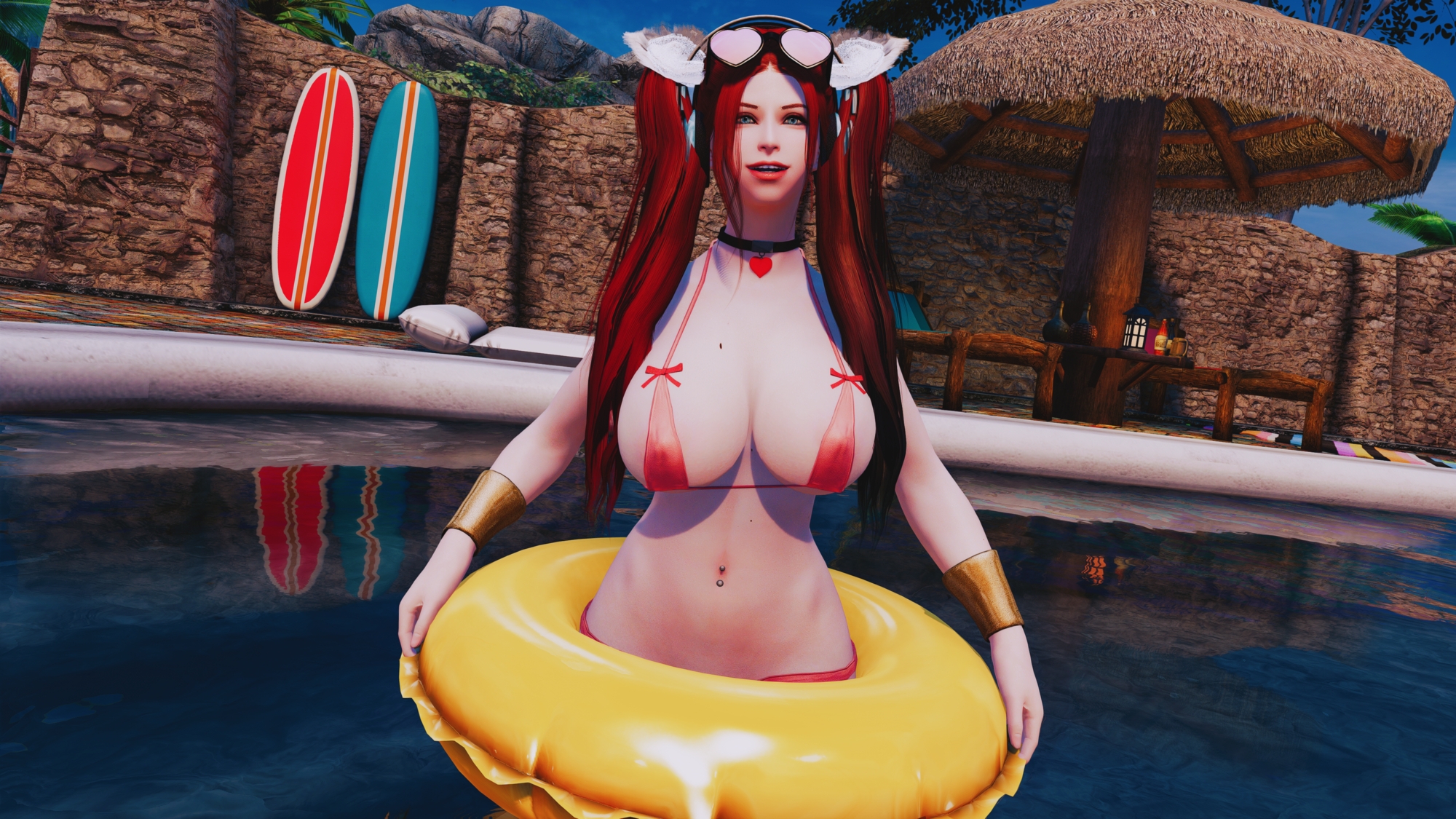 Hi I am FlufyFox Skyrim 3d Girls Nsfw Beach Posing Red head Pool