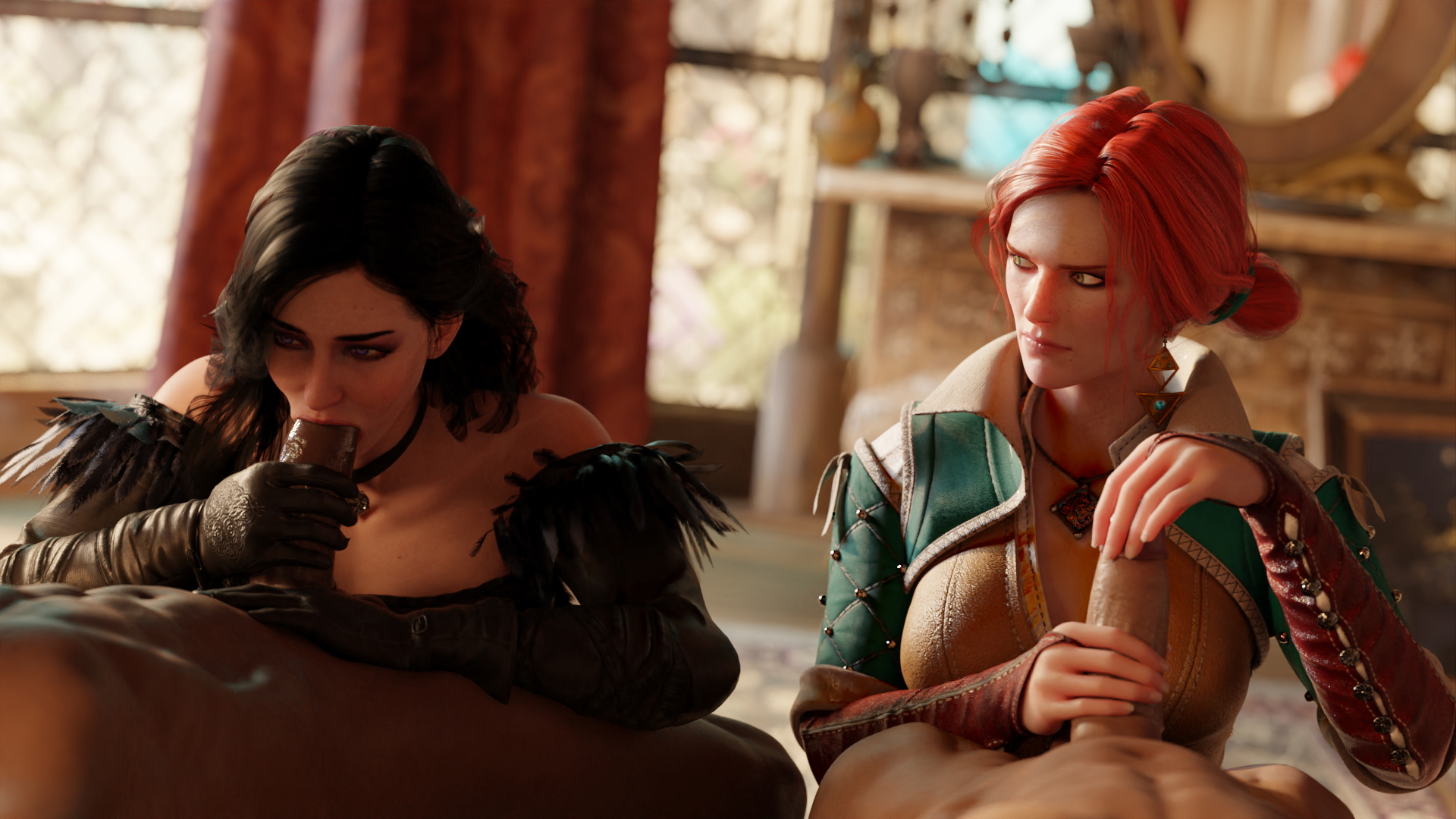 Yen is always trying to outdo Triss Yennefer di Vengerberg Triss Merigold The Witcher 3d Porn Blowjob Handjob Bbc