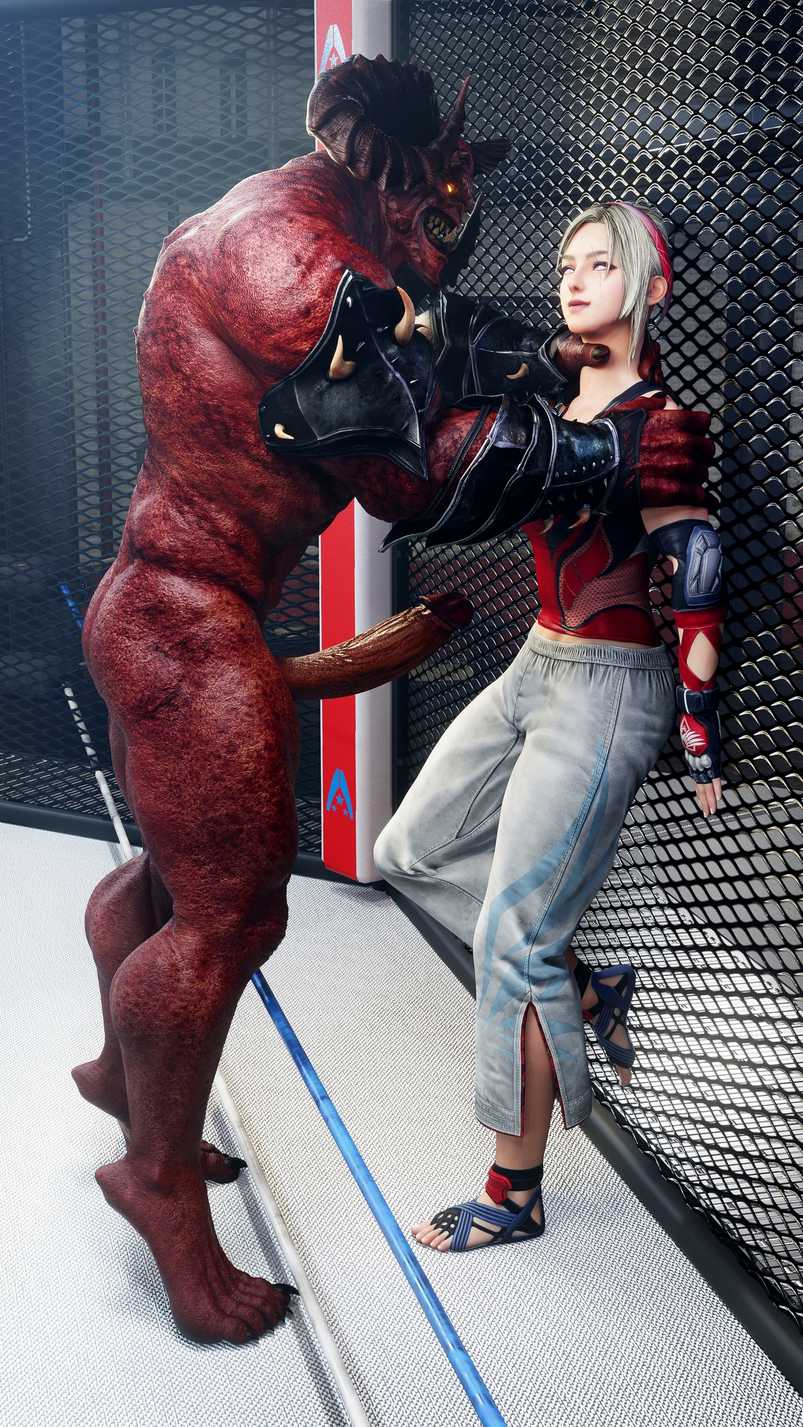 the Demon has outmatched Lidia in a sparring round Lidia Sobieska Tekken Demon Choking