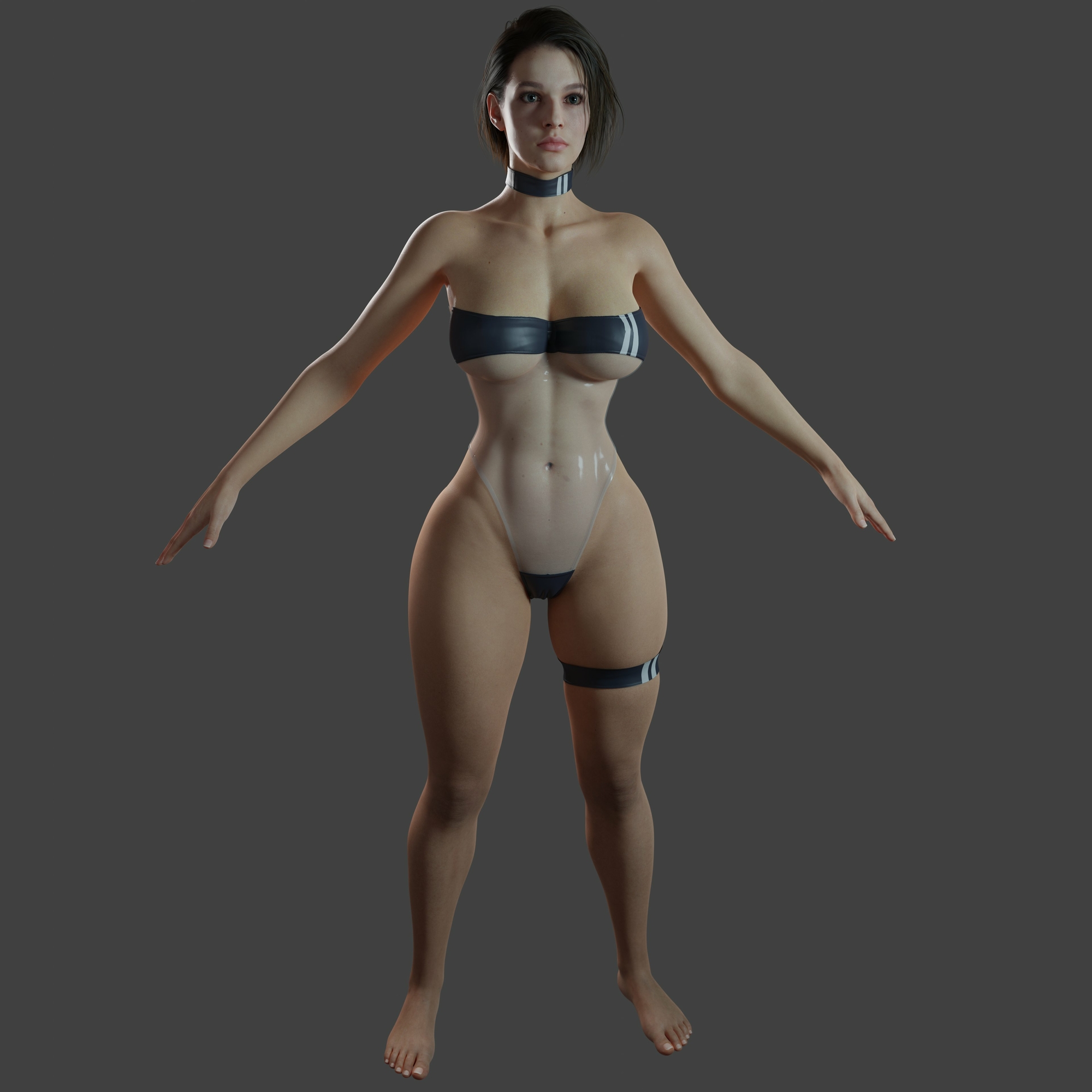 Hey  I kinda learned a new skill today. Adding new clothes to models. Having some trouble with getting the clothes attached to the rig  but image the possibilities.
Jill - 
@Rigid3d
 
Swimsuit Model - 
@RyanReos
 
Swimsuit Design - 
@VERTIGRIS_ART


I wanna do one render with this.