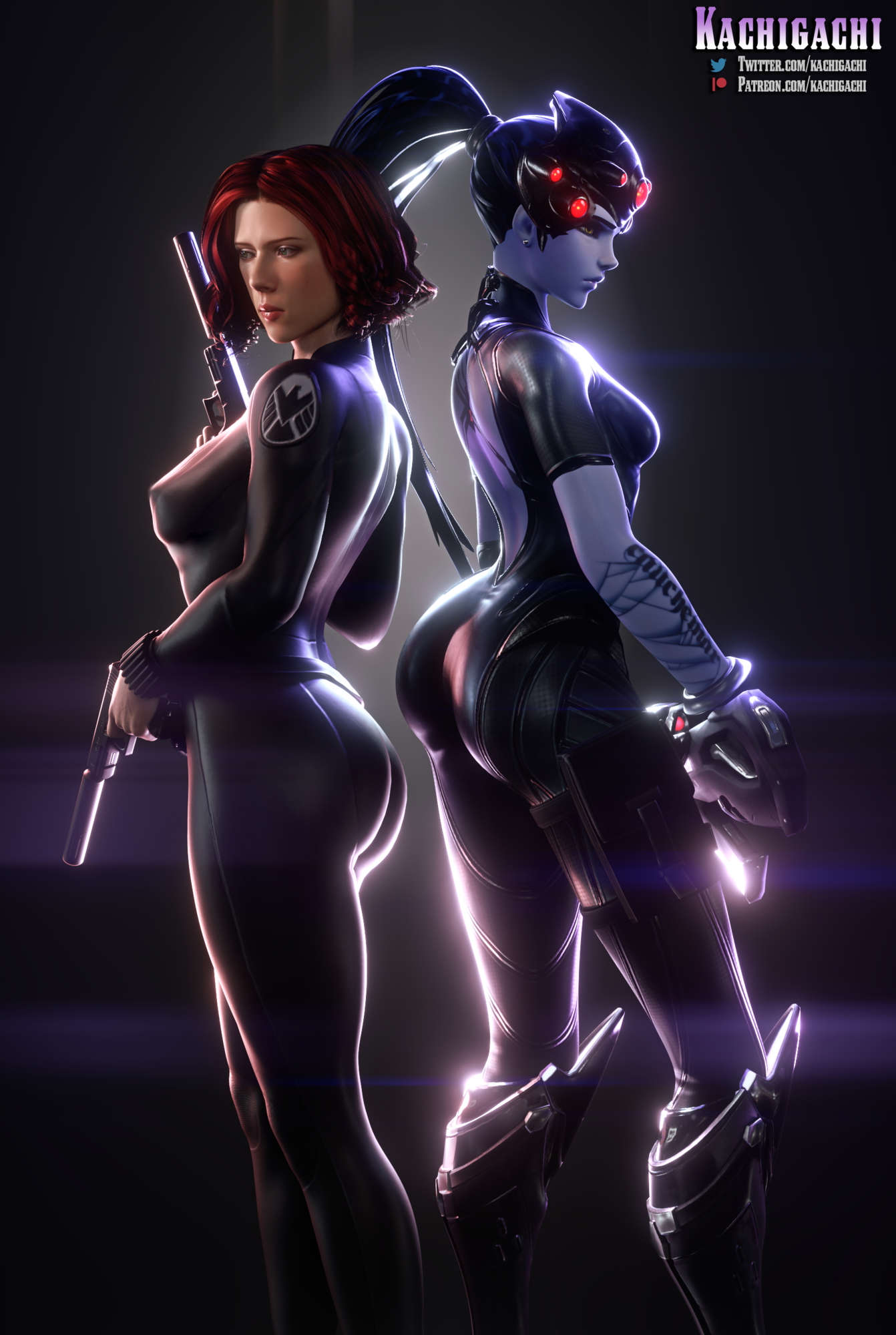 Black Widow & Widowmaker Overwatch Marvel Widowmaker Natasha Romanoff Black Widow Crossover