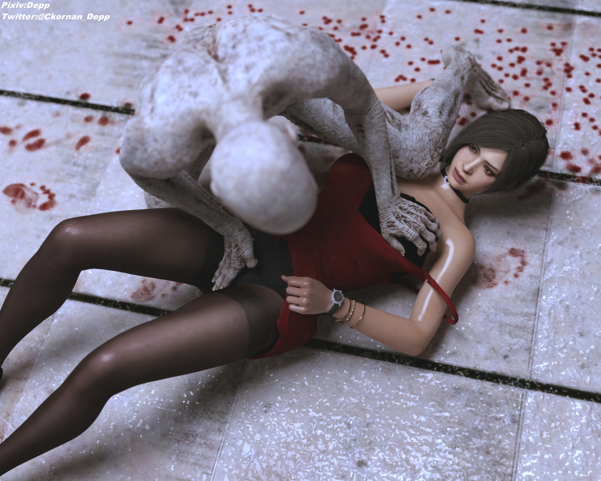 Watch you back Ada Wong Resident Evil High Heels Monster Zombie Stockings 7