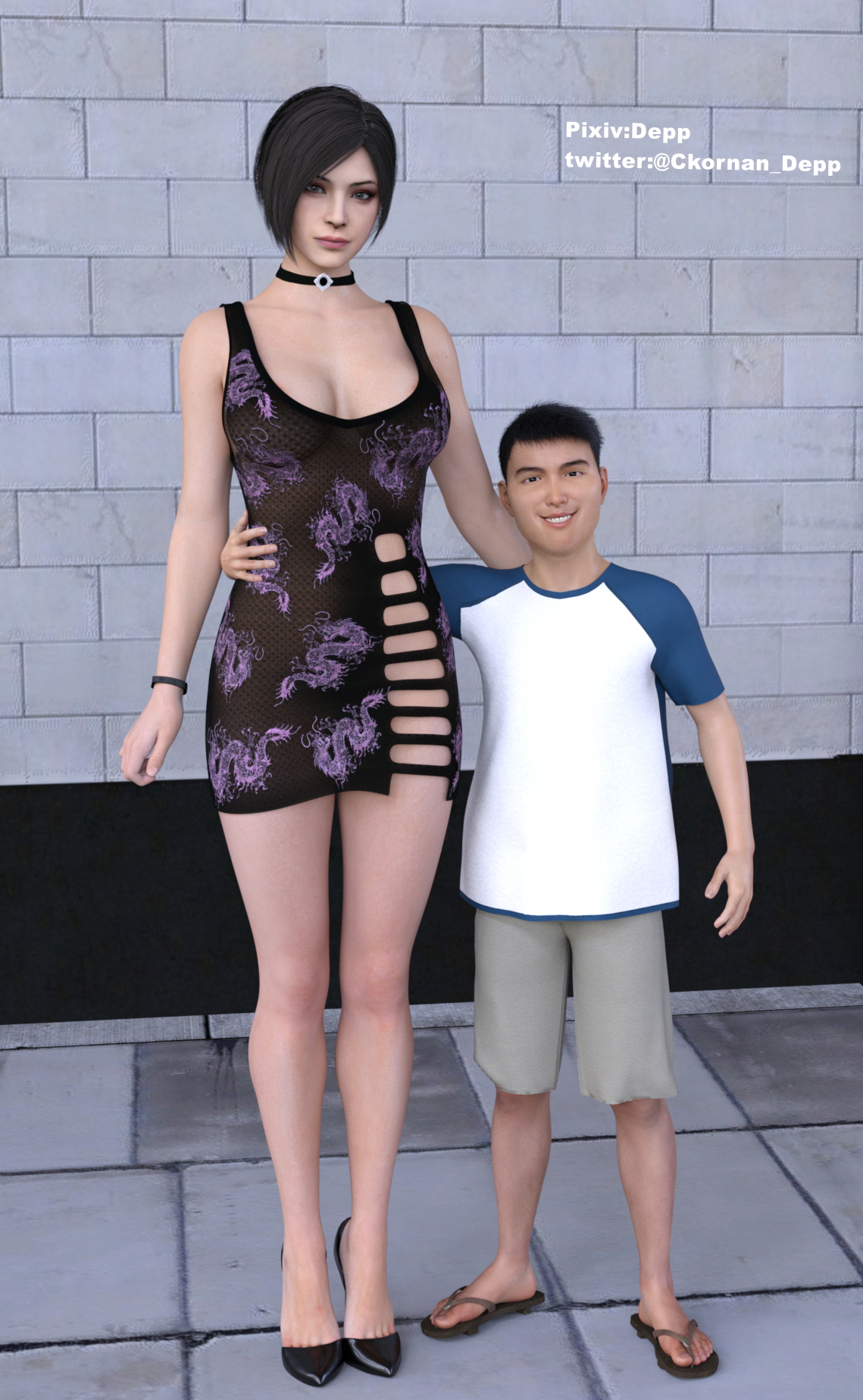 Ada and small man Resident Evil Ada Wong 3d Girl Big Tits Big Breasts Dwarf Small Penis