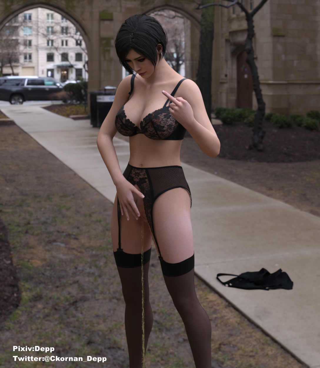 露出放尿2 Resident Evil Ada Wong 3d Girl Big Tits Big Breasts Pissing Public 3