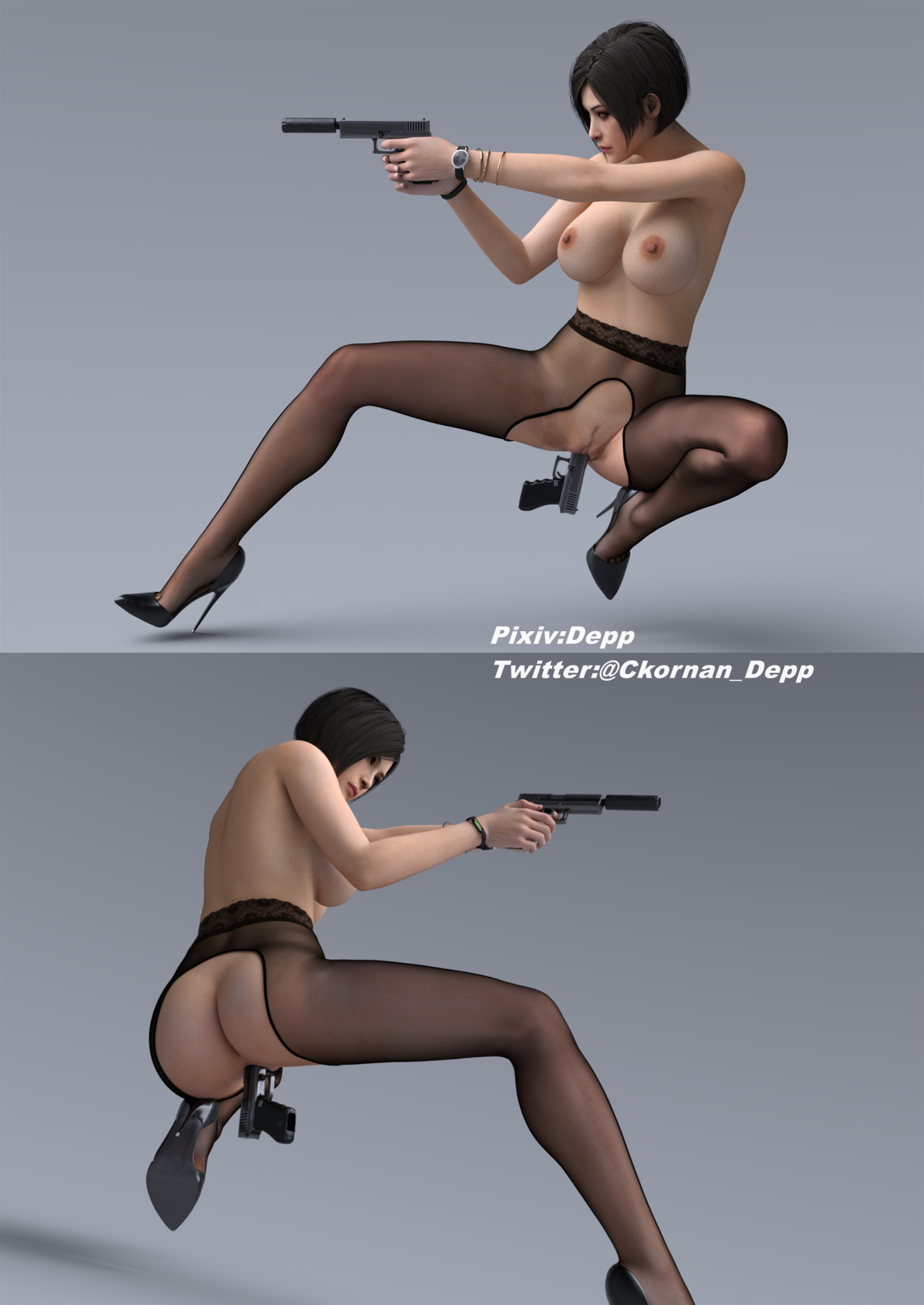 枪批 Ada Wong Ada Wong Resident Evil Big Tits Fishnet Stockings