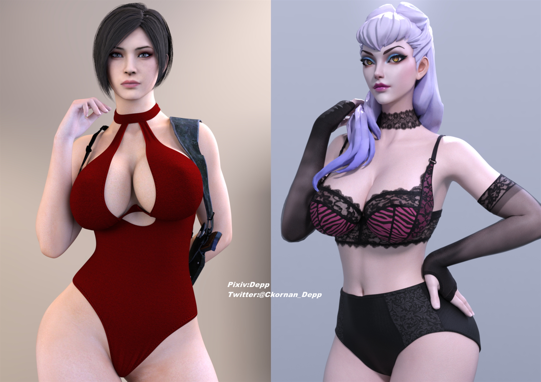 AE 100+100 Evelynn League Of Legends Ada Wong Resident Evil 3d Girl Big Tits Big Breasts Outfit