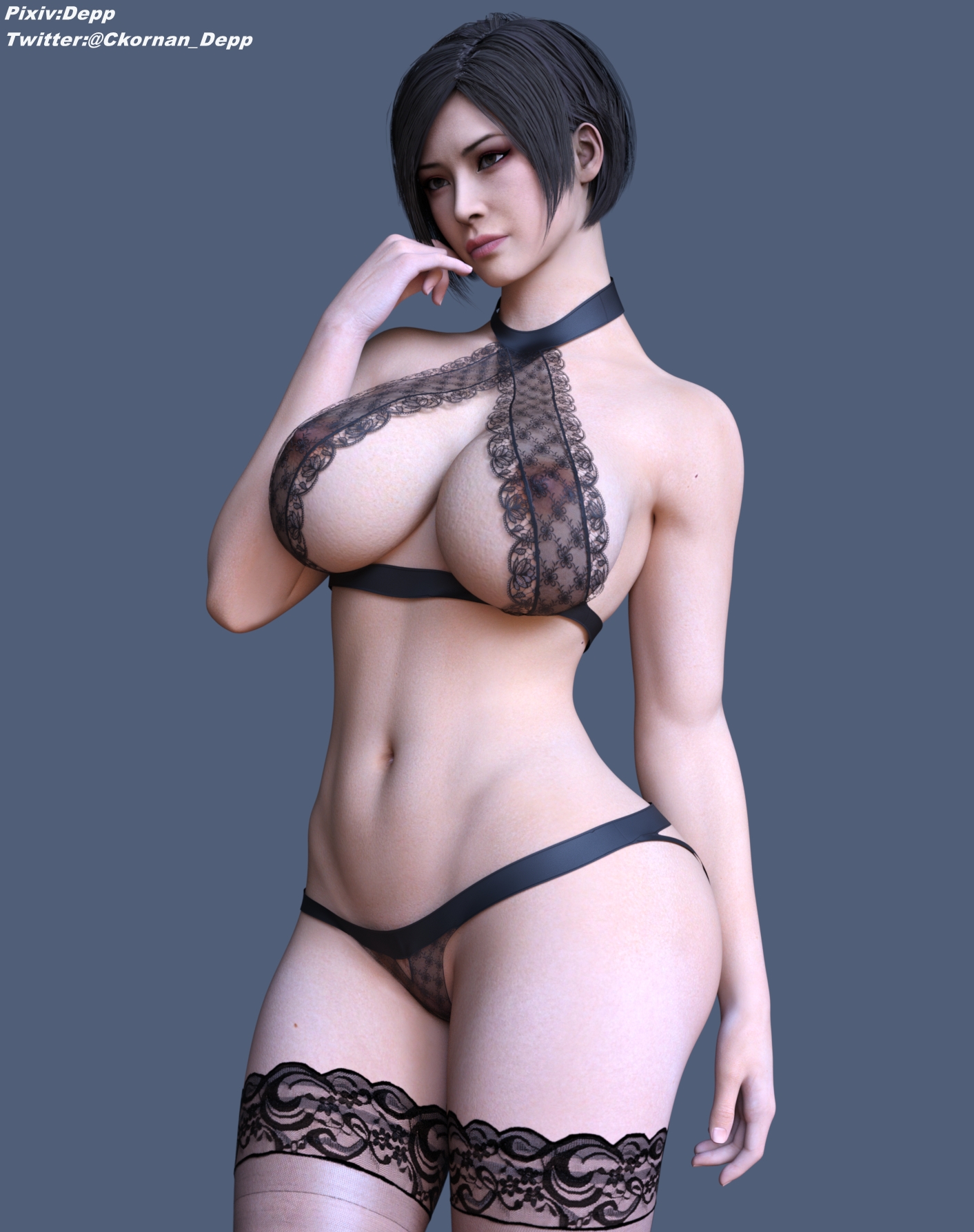 Lace bra strap Ada Wong Resident Evil Lace Bra Lingerie Stockings Panties Thighs 3d Girl
