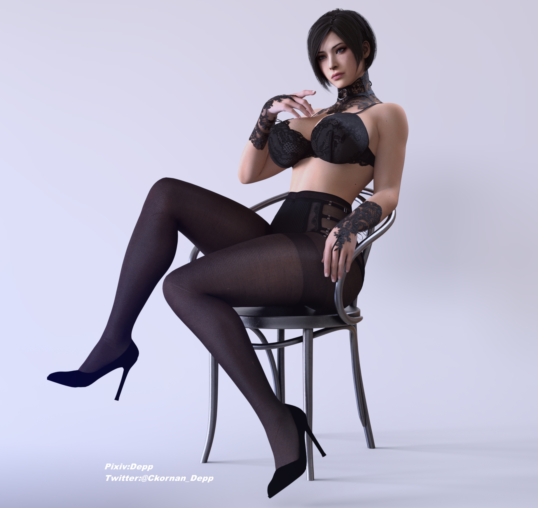女皇 Ada Ada Wong Resident Evil Big Tits Stockings Outfit