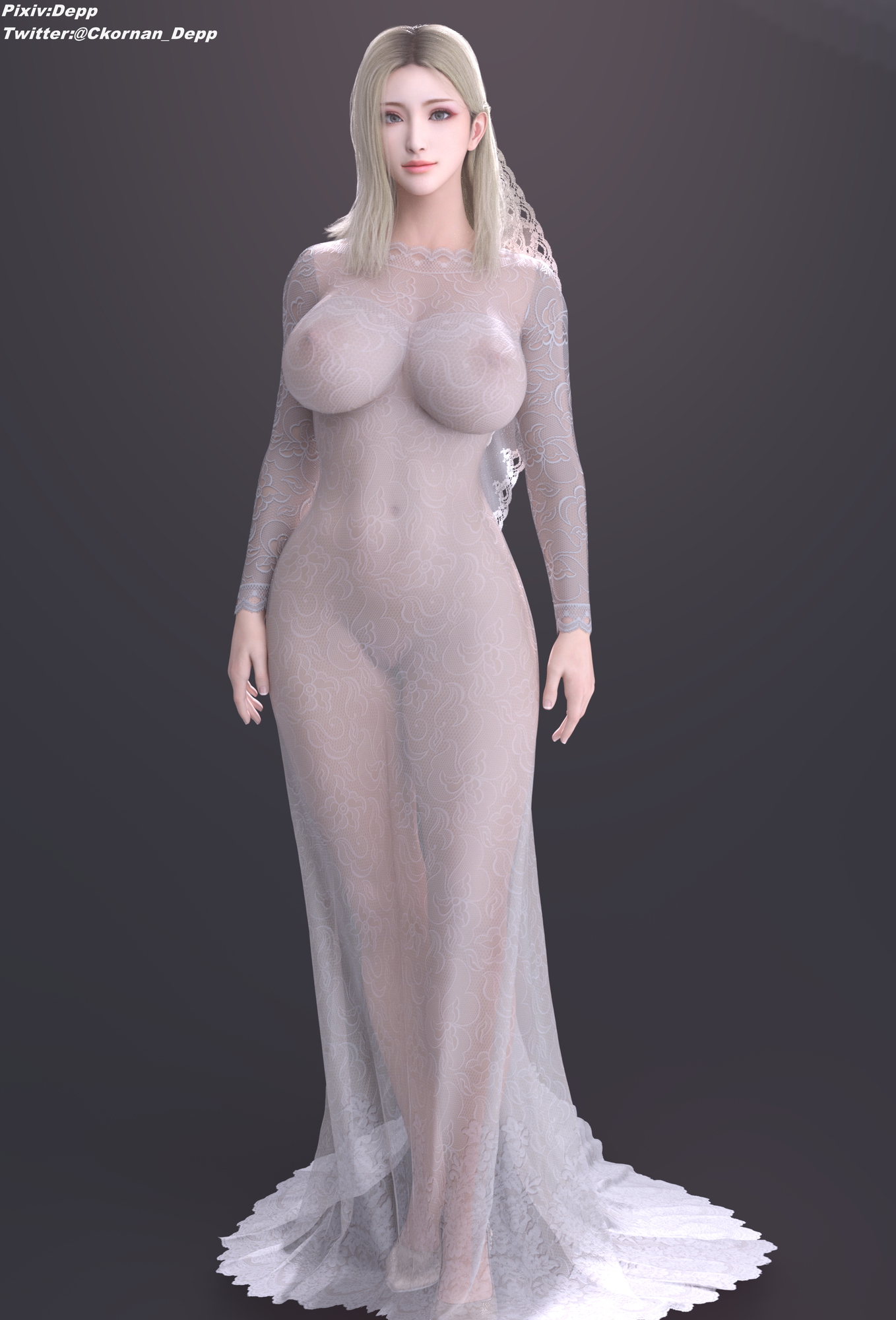 半透明婚纱  Big Tits Big Breasts Asian Cute Dress Naked Blonde Perfect Body 3d Girl 2