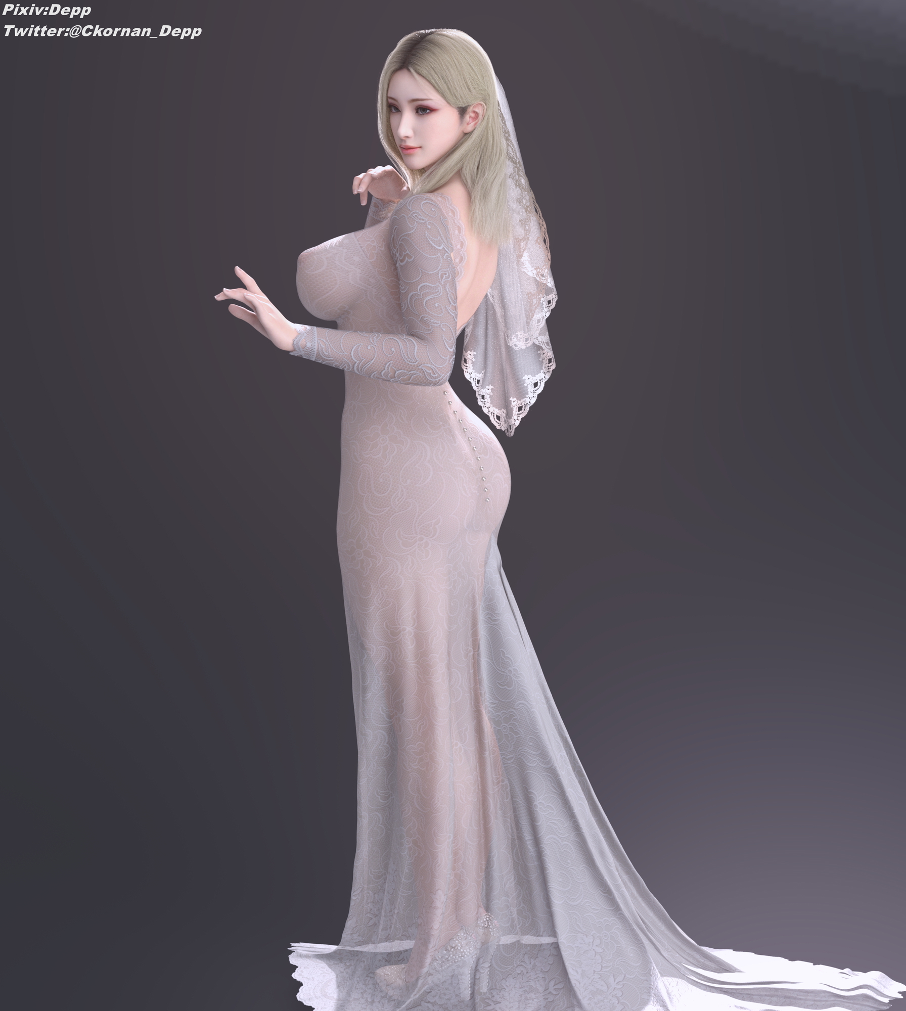 半透明婚纱  Big Tits Big Breasts Asian Cute Dress Naked Blonde Perfect Body 3d Girl 3