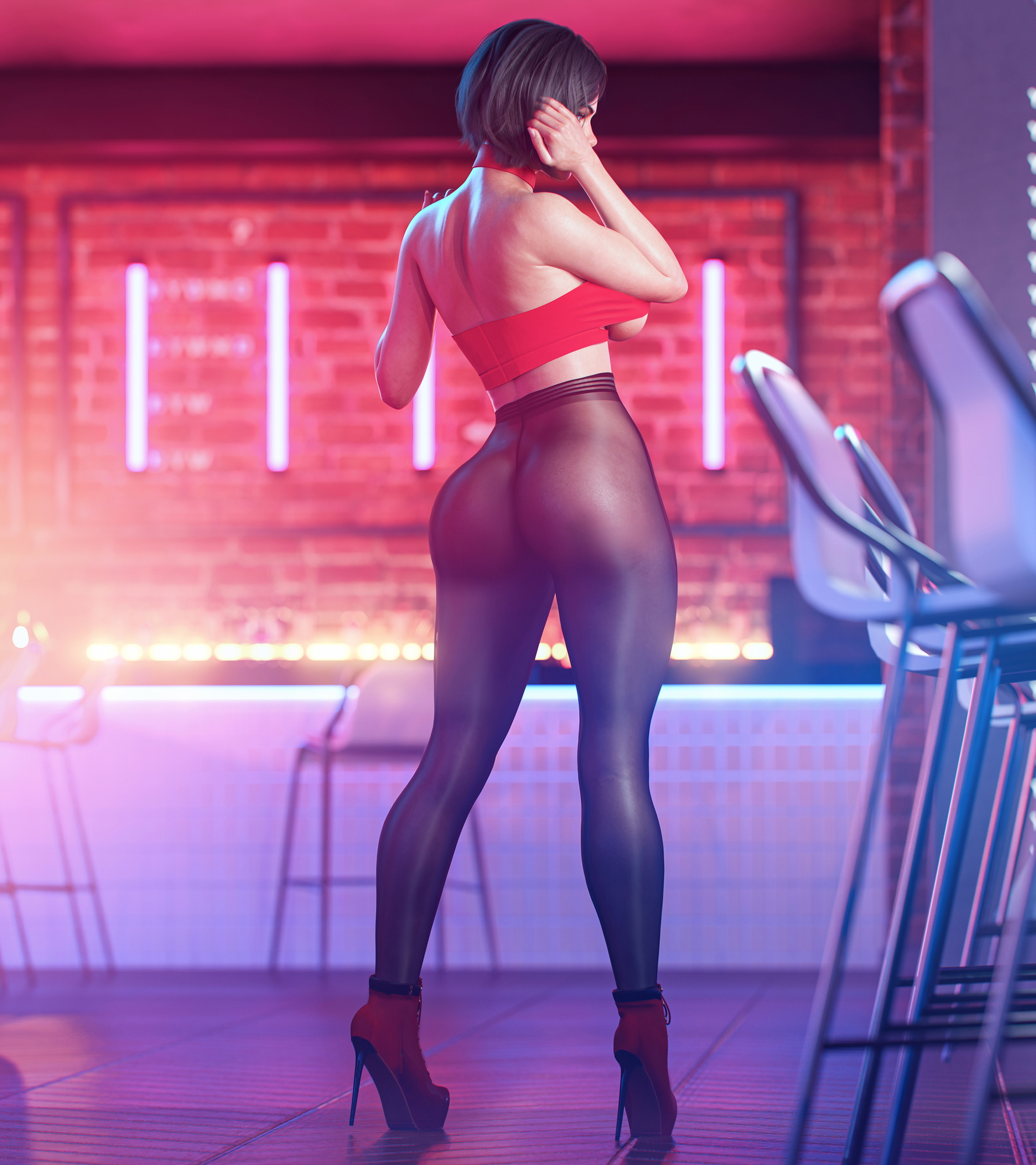 Helen Park Helen Park Call Of Duty Stockings High Heels Fishnet Big Booty Booty 3d Girl