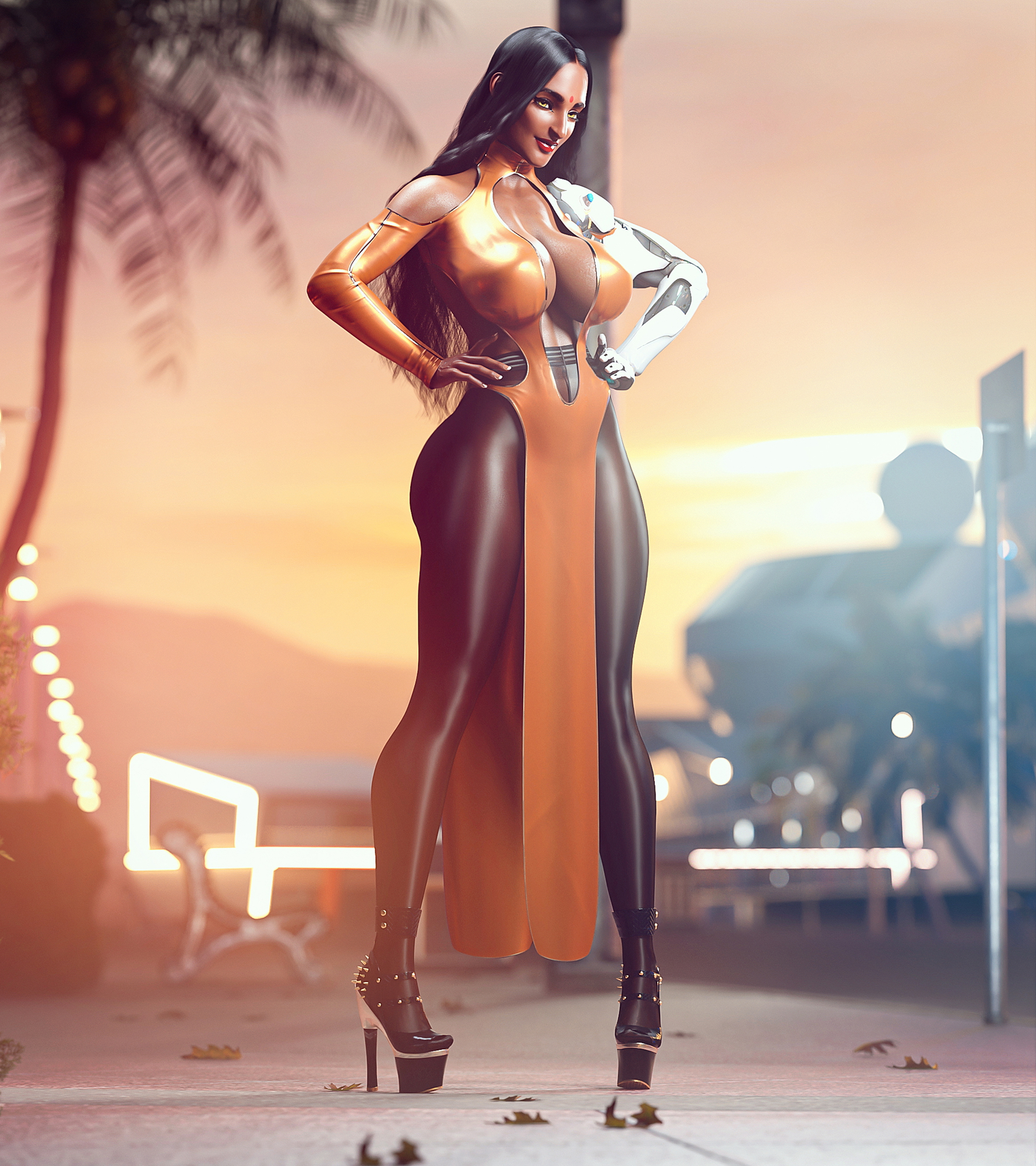 Symmetra Symmetra Overwatch Sfw Big Tits Big Boobs Stockings Pose 3d Girl