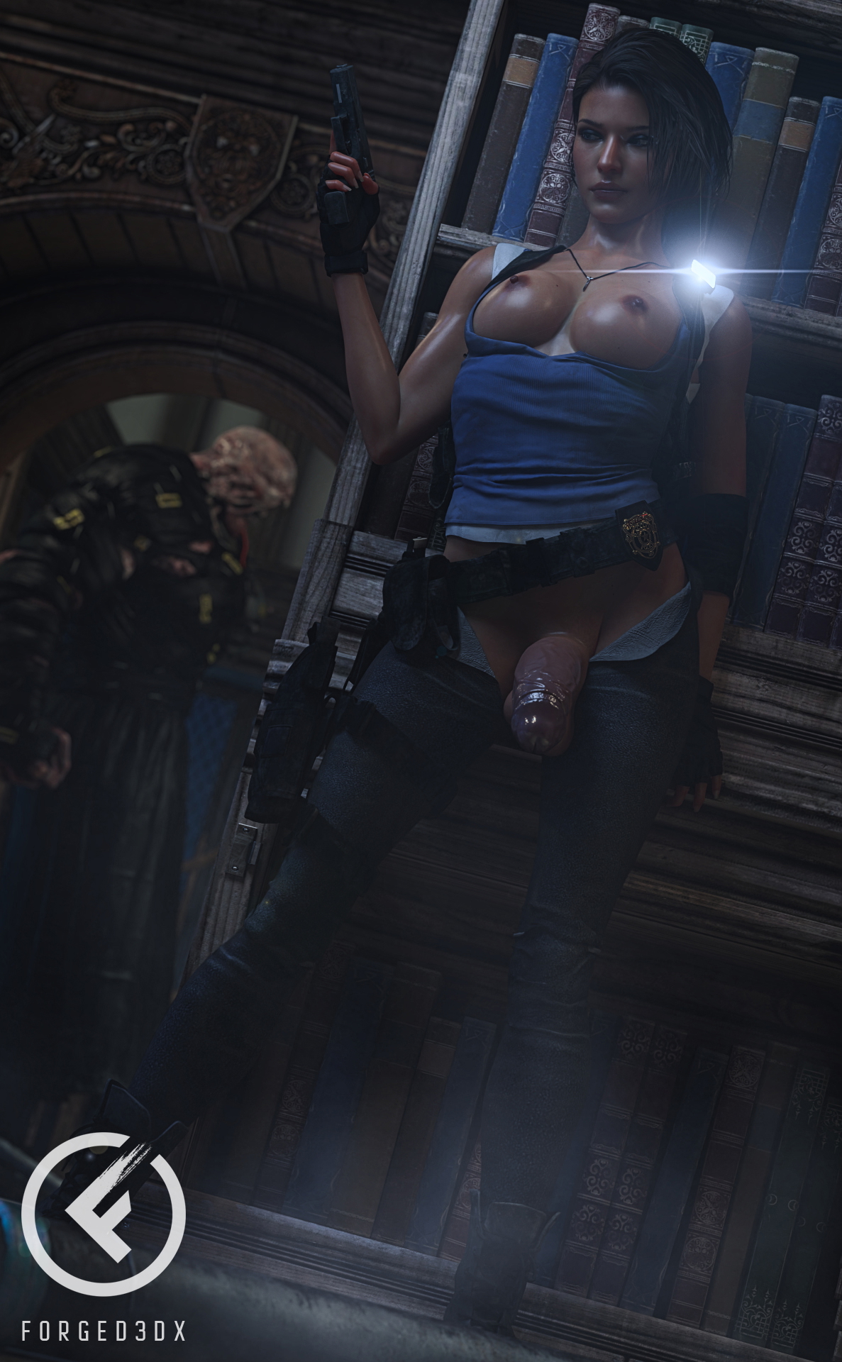 Jill Don t Get Caught! Jill Valentine Resident Evil Futanari Futa Big Dick Dickgirl Cum 4