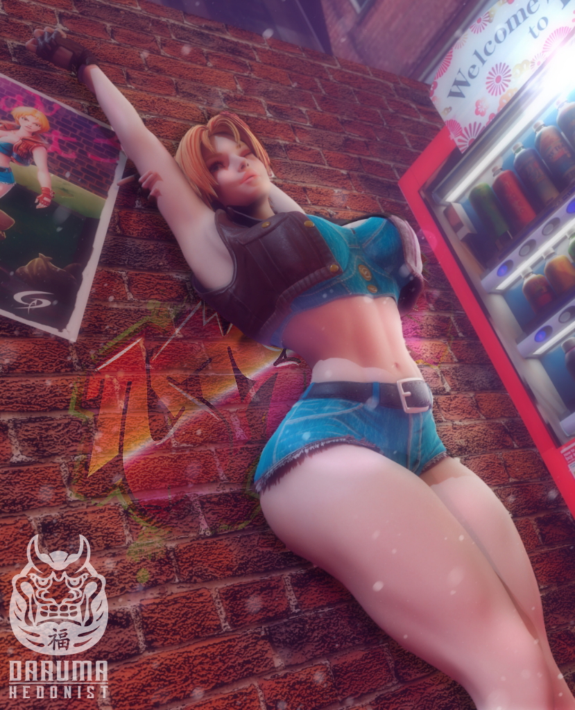 Lucia Morgan (Model Release) Street Fighter Lucia Model Release Lucia Morgan Street Fighter V Short Hair Shorts Sexy Thicc Thick Thighs Blue Eyes Blonde Blond Hair Model Blender3d