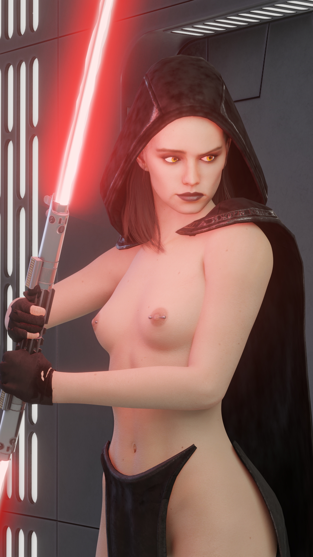 Two shades of Rey Starwars Star Wars Rey Boobs Small Tits Small Boobs Small Breasts Tits Natural Tits Lightsaber Sexy 3d Porn 3d Girl 2