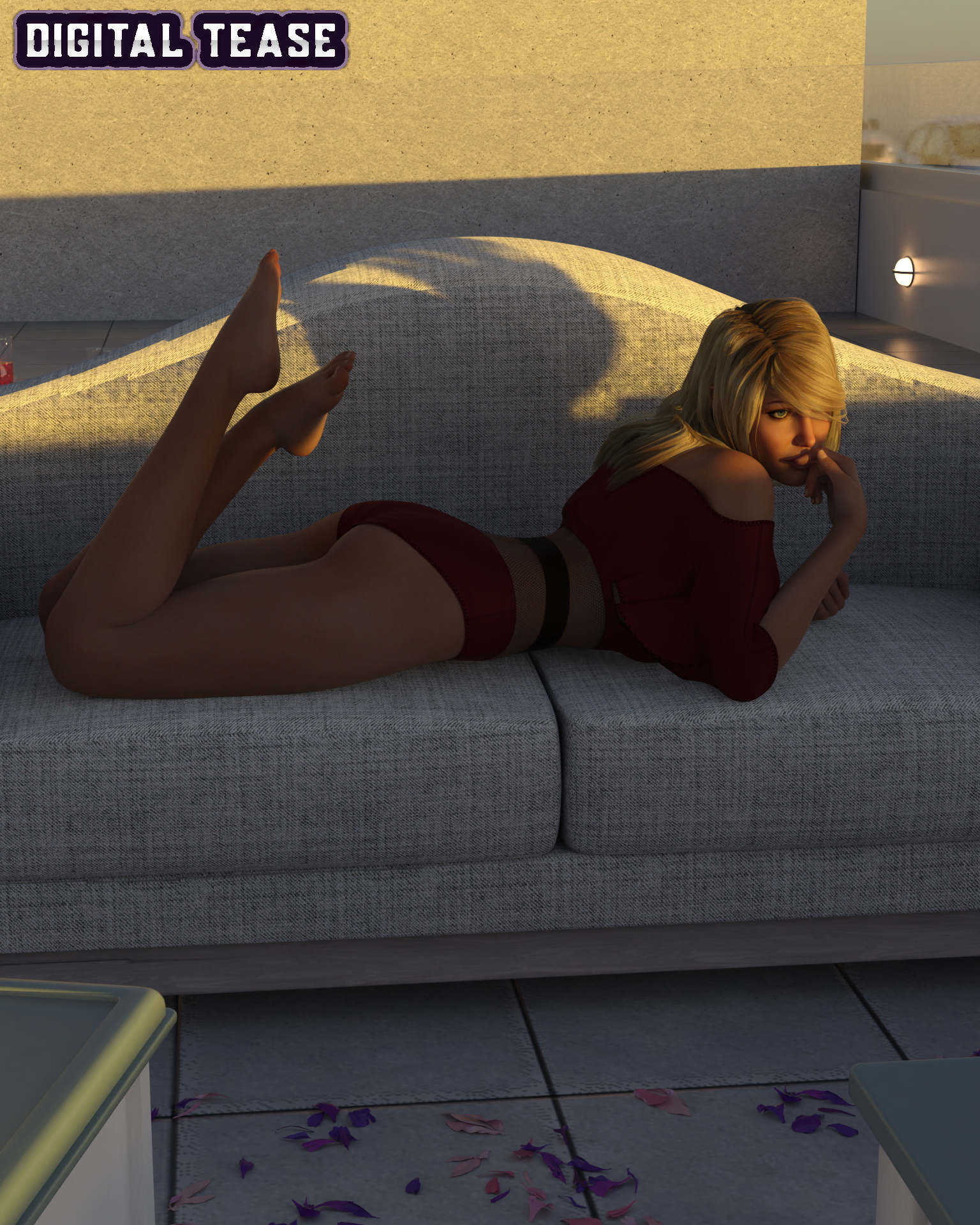 Waiting for you on the couch  Lust Legs Sexy Blonde