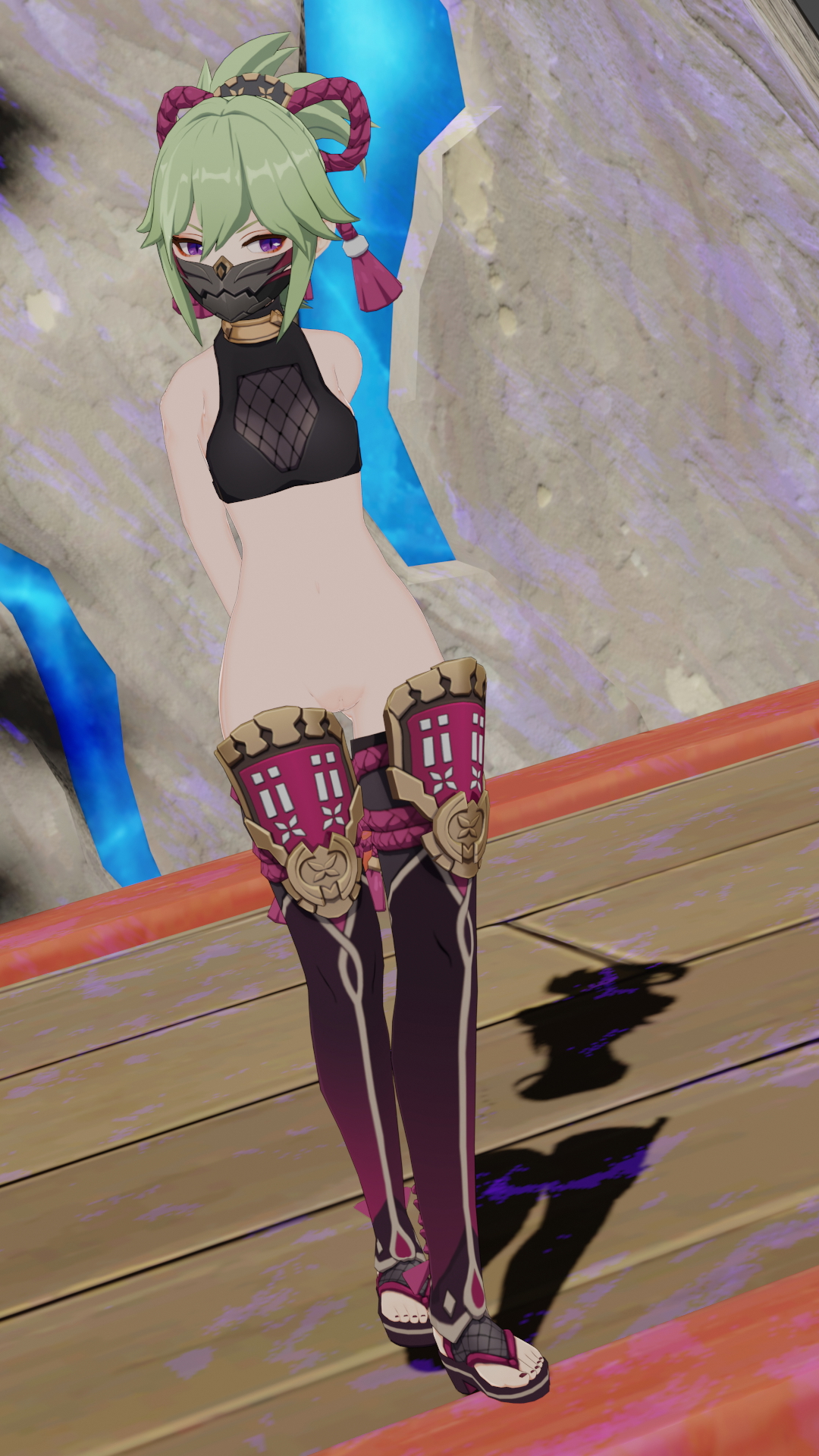 Kuki Shiobu at Narukami Shrine Genshin Impact Kuki Shinobu 3dnsfw Blendernsfw No Panties