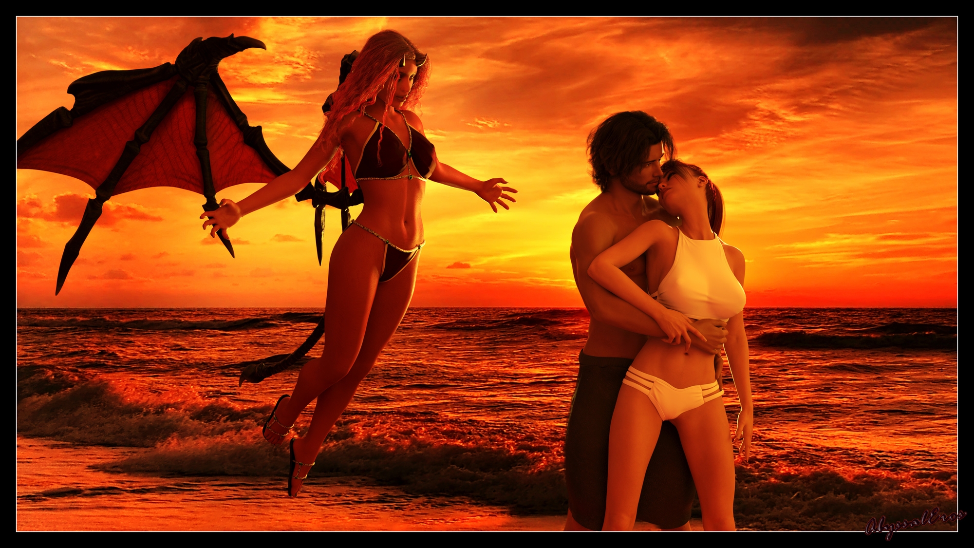 It’s summertime  and even Succubi enjoy a leisurely stroll at the beach — until they happen to stumble on a couple in love with naughty minds.

But that  my dears  is a story to be told another time.