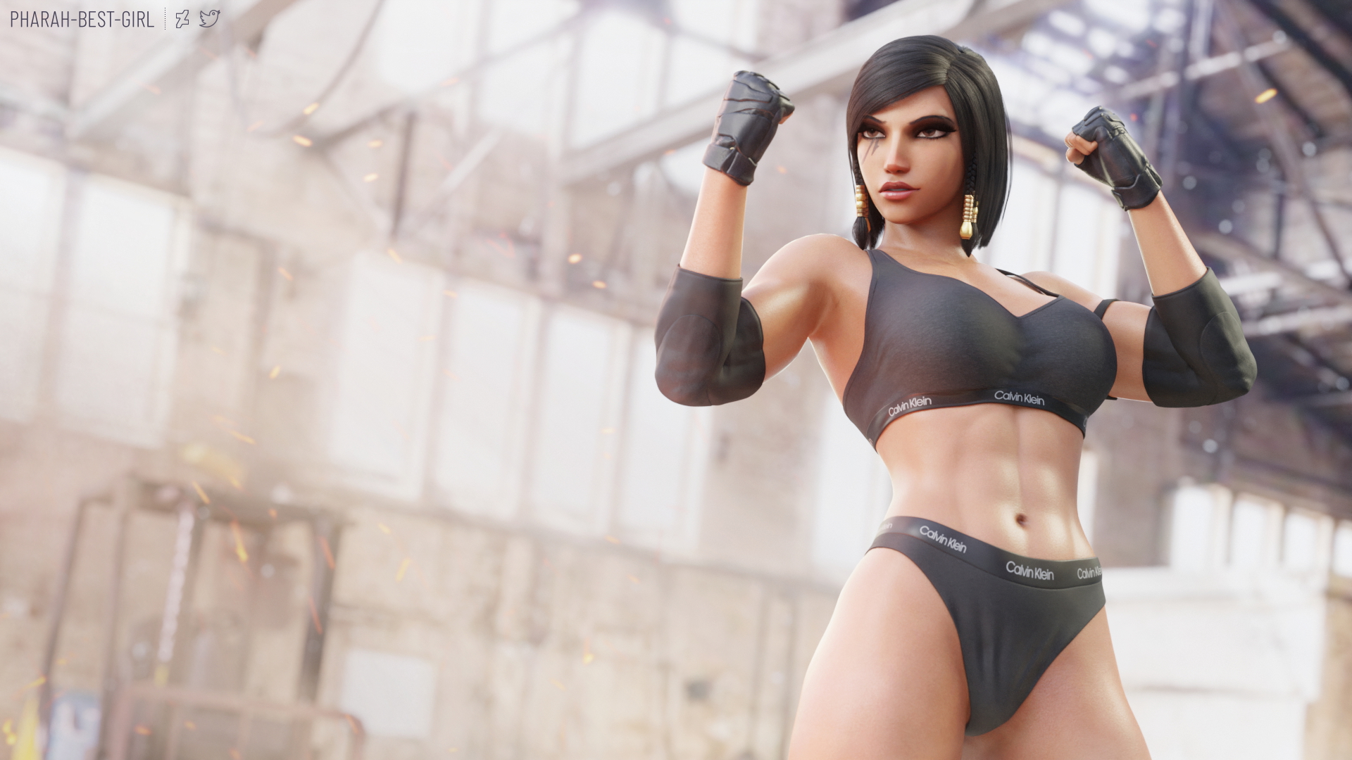 Pharah v5 cover Pharah (overwatch) Overwatch Pharah Muscular Girl Muscles Musclegirl Brownskin