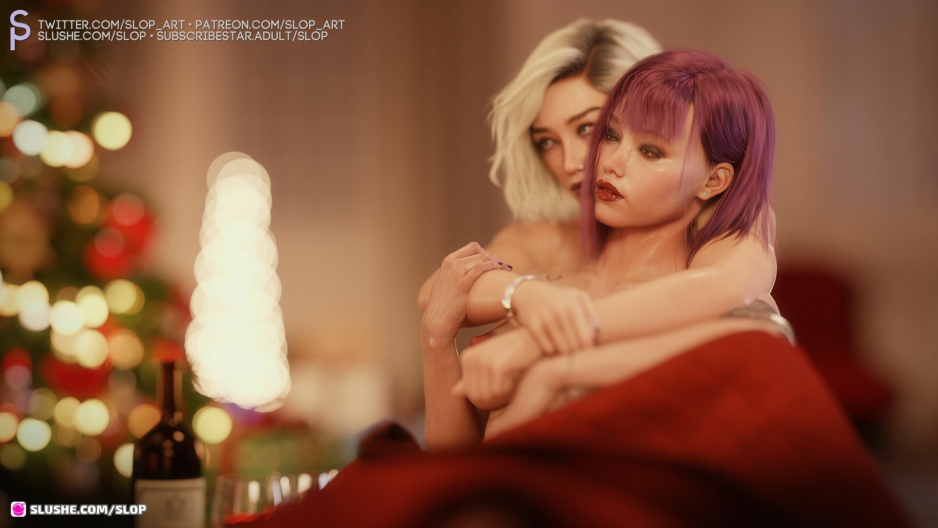 Under The Mistletoe Nina Broughton Linde Witteveen Shemale Futanari Tomgirl Nude Femboy Date Night Christmas Stockings Fireplace Anal 16