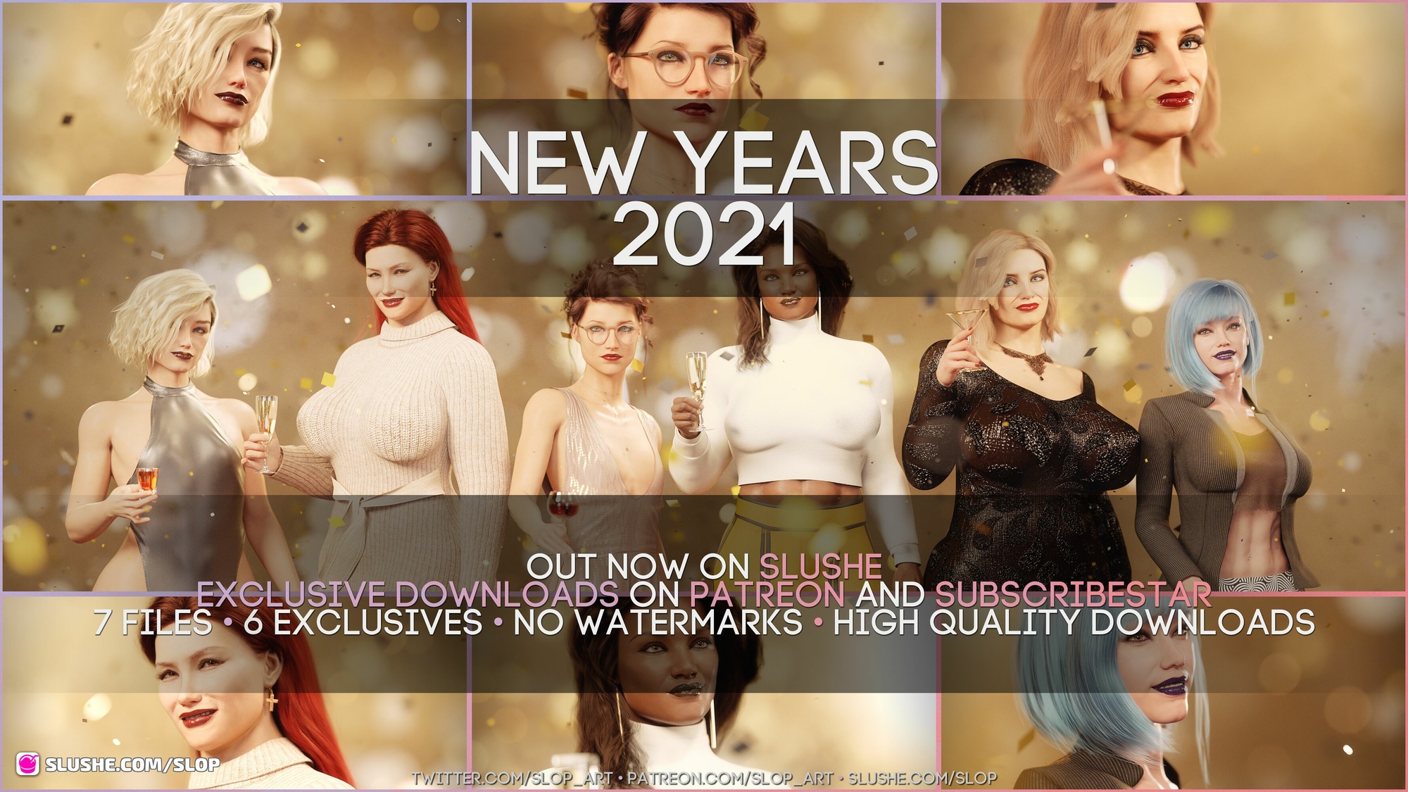 New Years 2021 Nina Broughton Claudia Broughton Mia Bošnjak Linde Witteveen Alice Laffut Amaya Tahan Shemale Femboy Dickgirl Party Dress